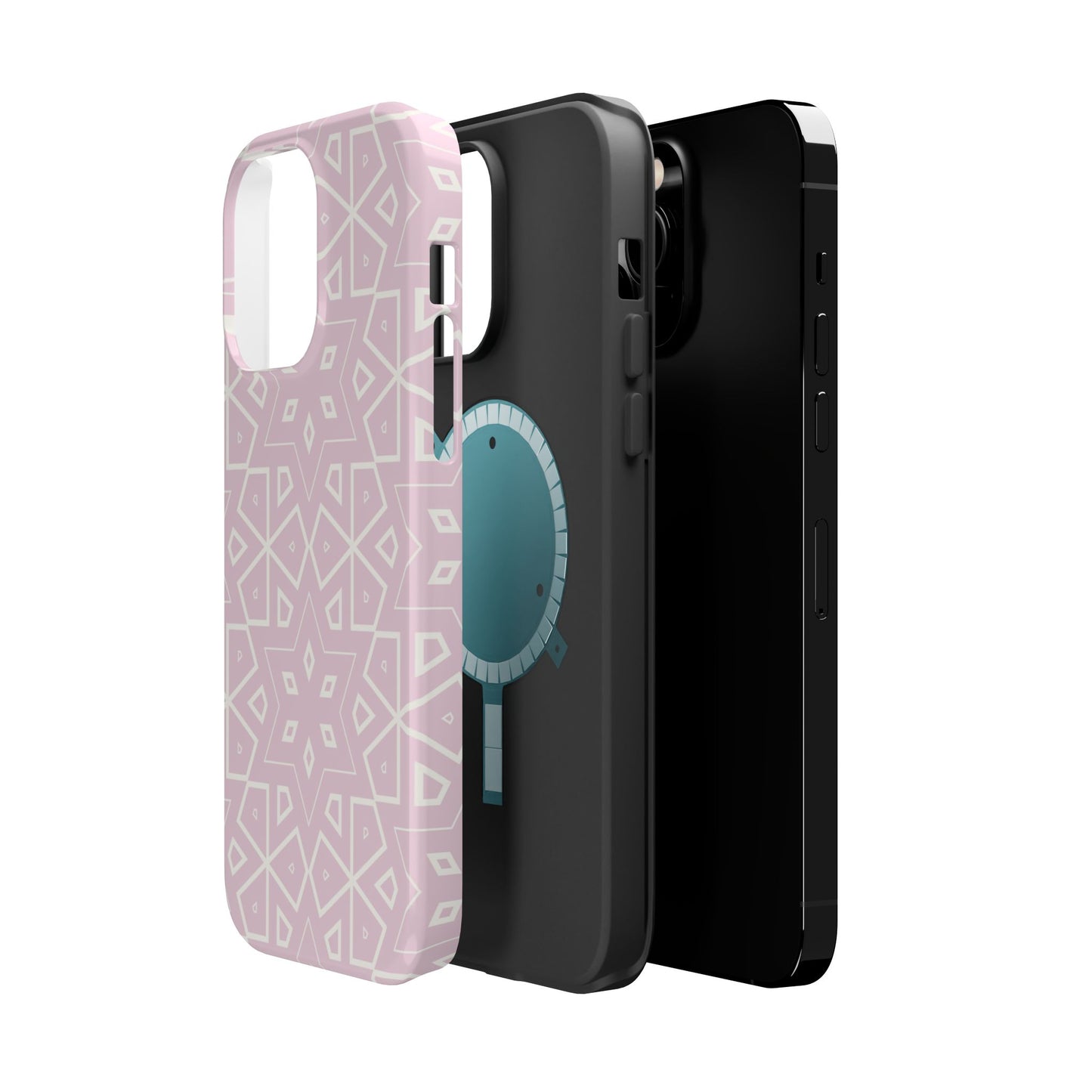 Pink and White Geometric Design Iphone Magnetic Tough Case