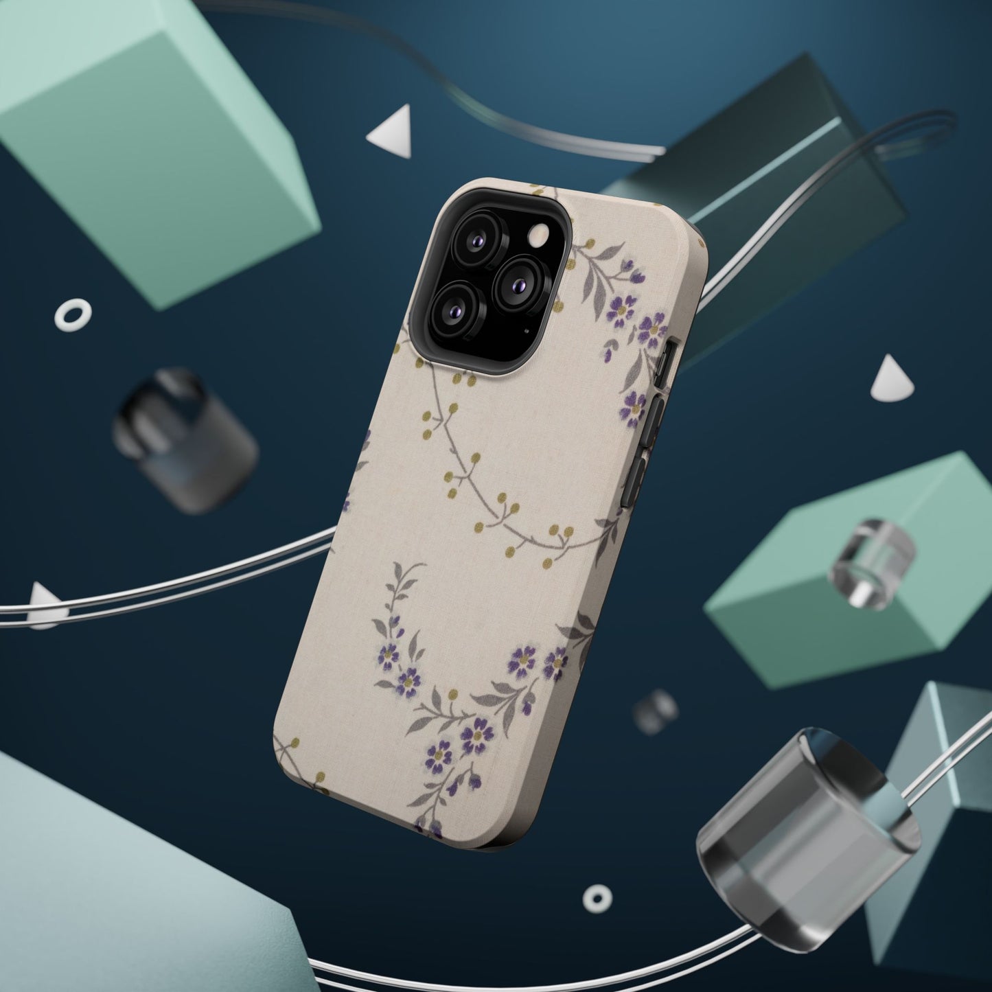 Purple Floral Design - Iphone Magnetic Tough Case