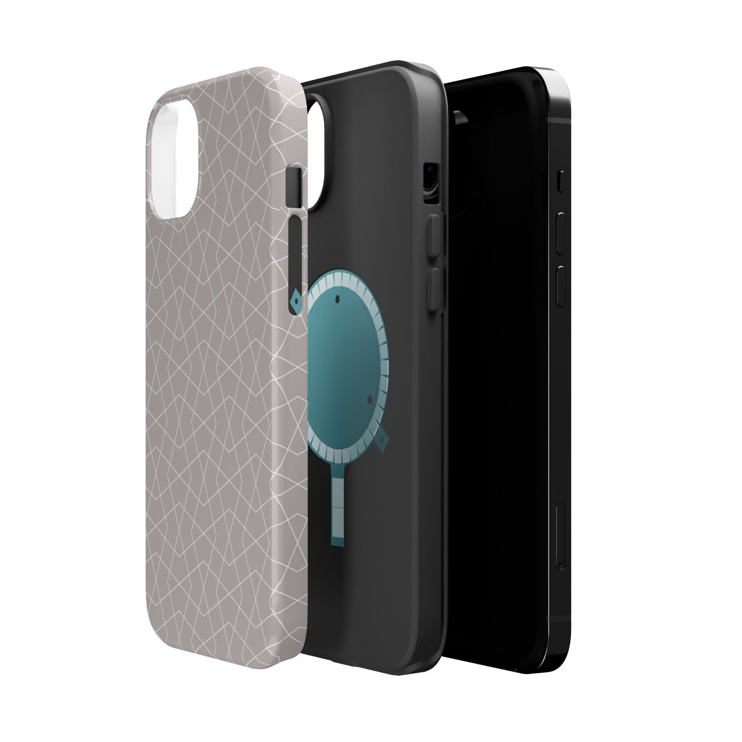 Beige and white geometric Design - Iphone Magnetic Tough Case