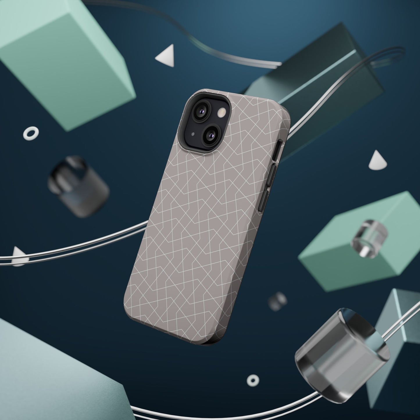 Beige and white geometric Design - Iphone Magnetic Tough Case
