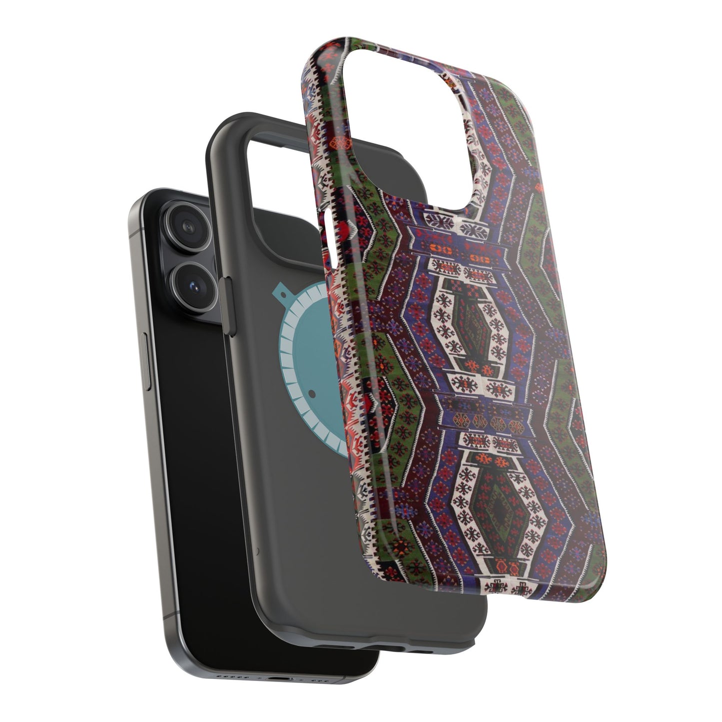 Purple and Green Geometric Design - Iphone Magnetic Tough Case