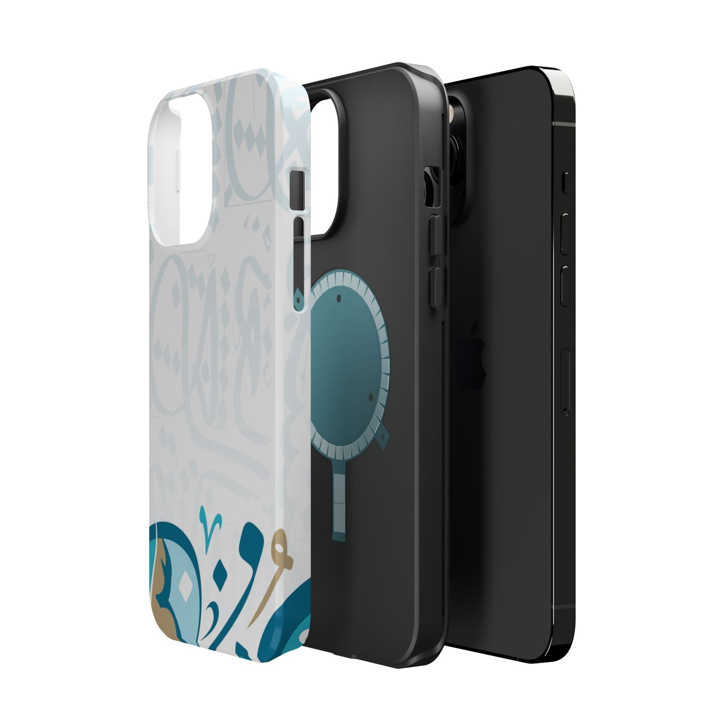 White Blue and Gold Arabic Calligraphy Iphone Magnetic Tough Case