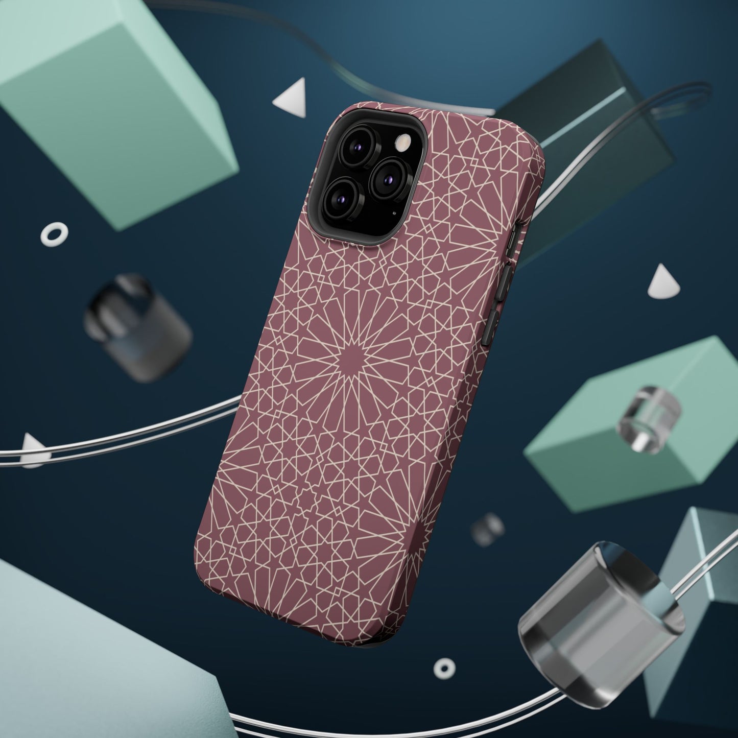 Pink Flower 🌸 Geometric Design Iphone Magnetic Tough Case