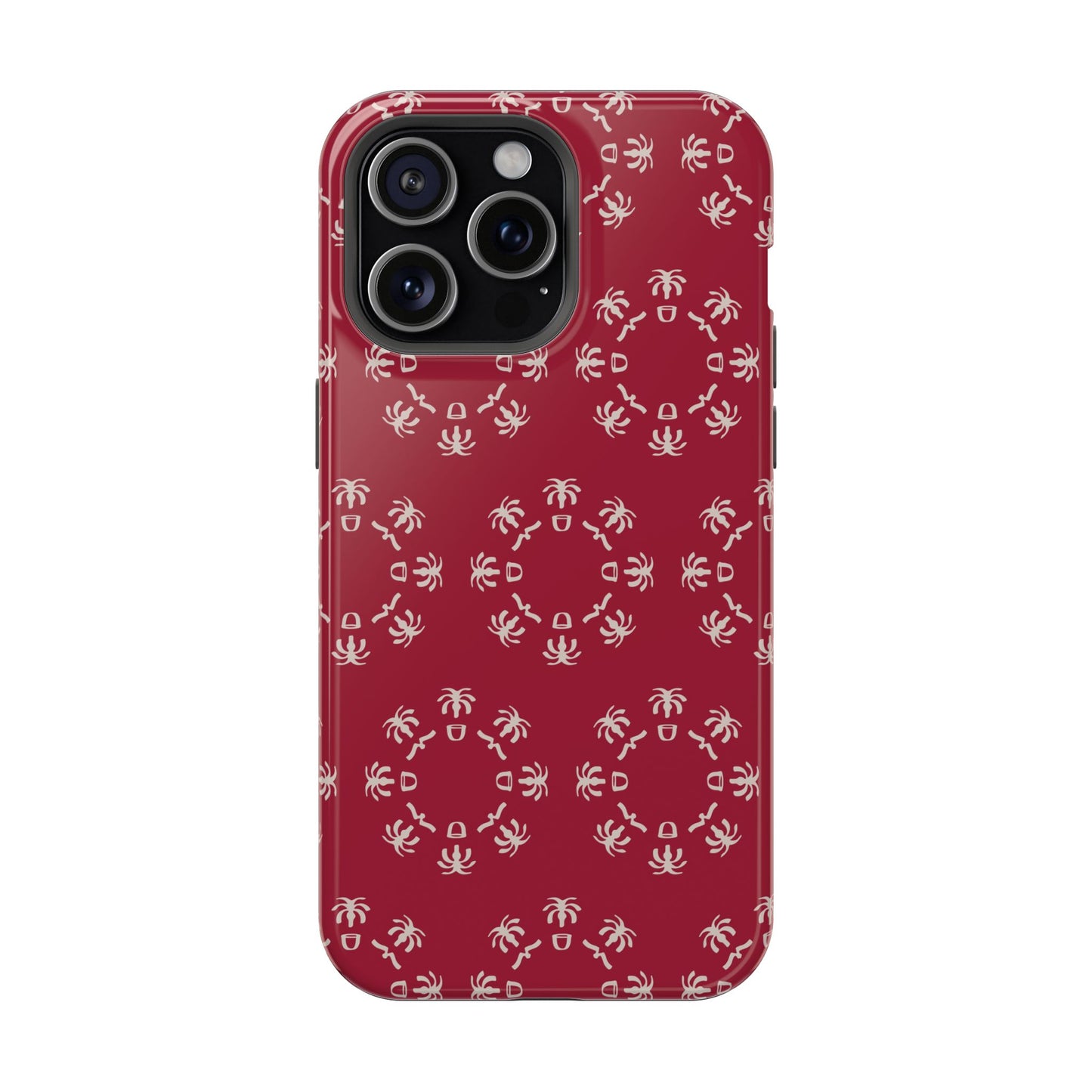 Palm Trees and coffee cups Geometric circle Design - Iphone Magnetic Tough Case