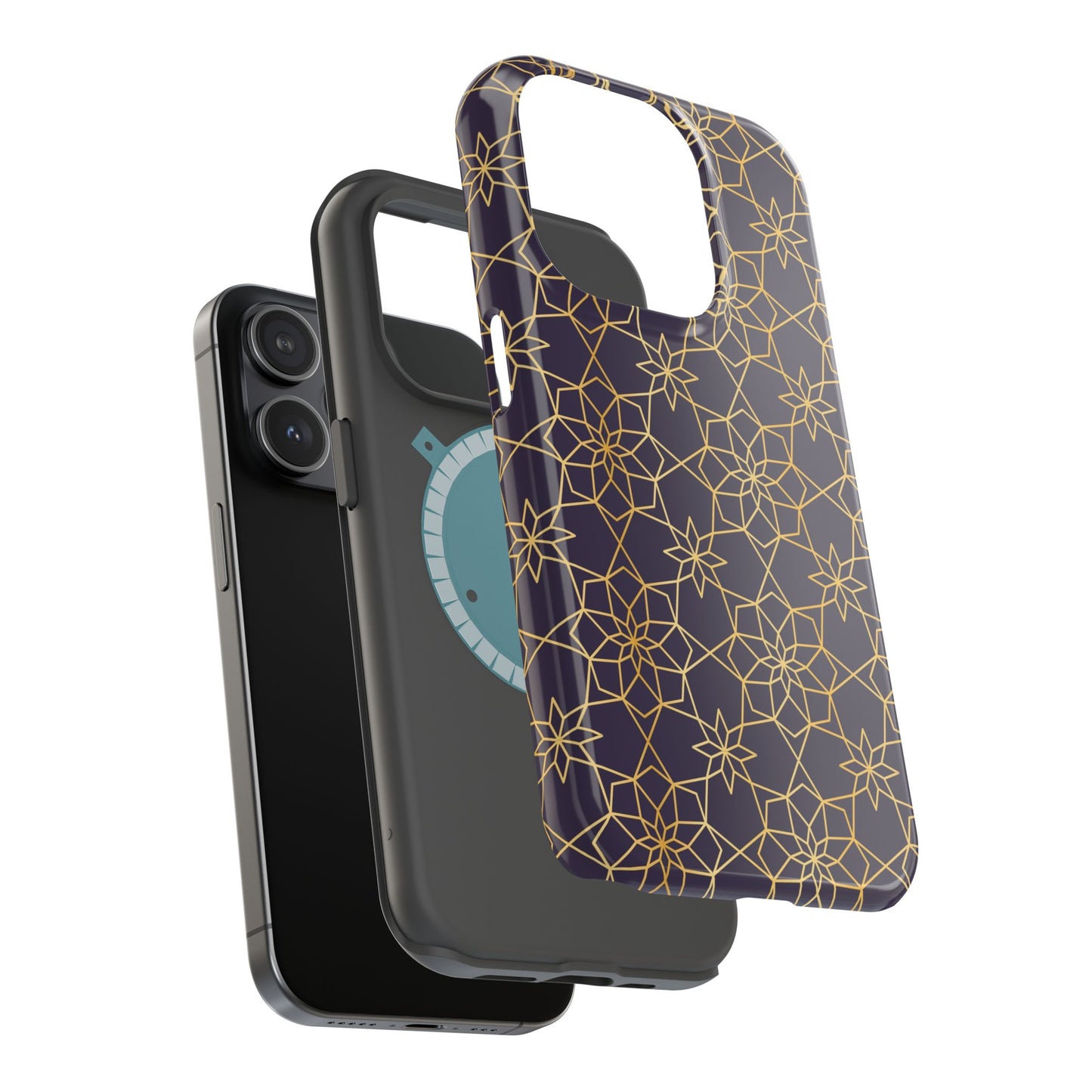 Gold and Purple Geometric Design Iphone Magnetic Tough Case