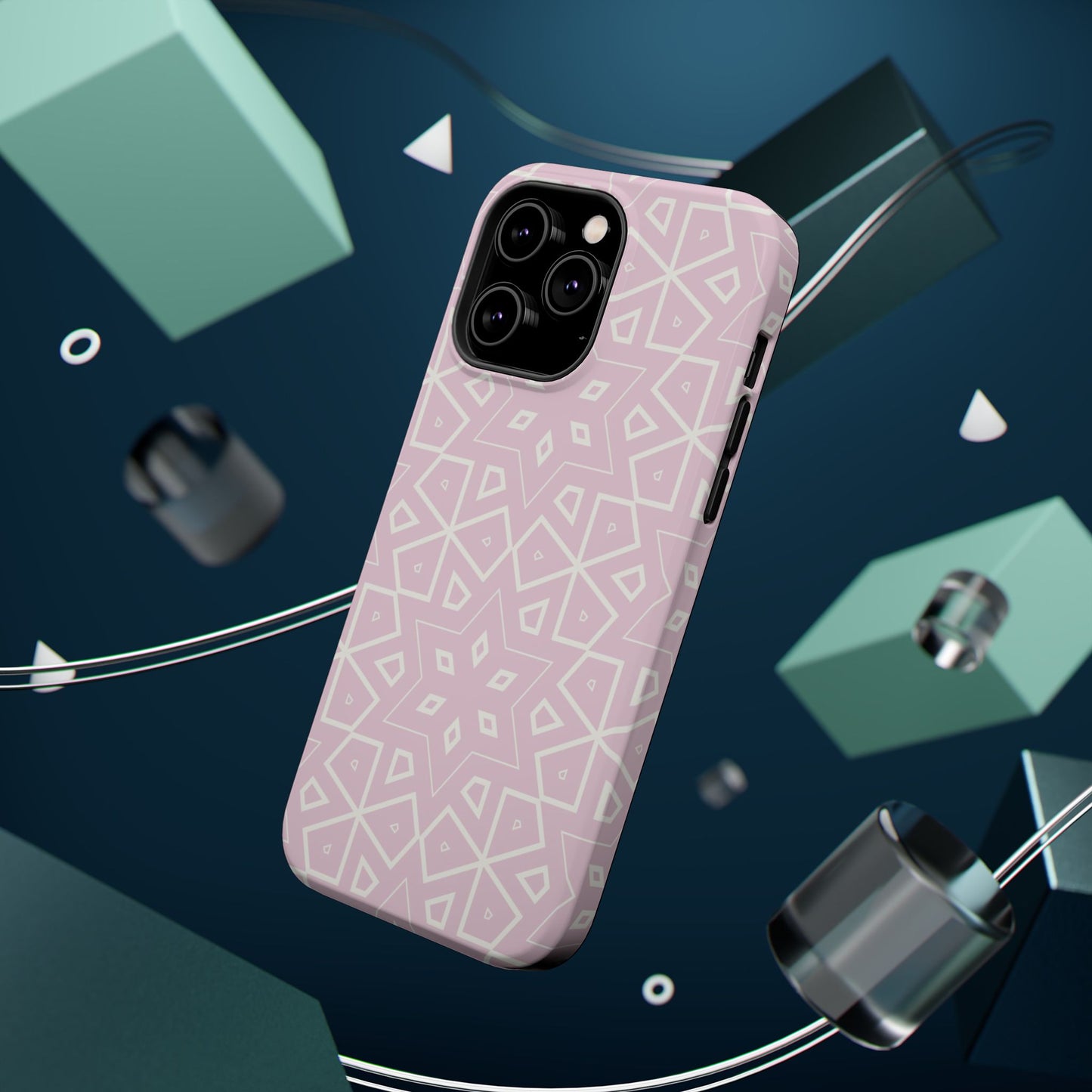 Pink and White Geometric Design Iphone Magnetic Tough Case