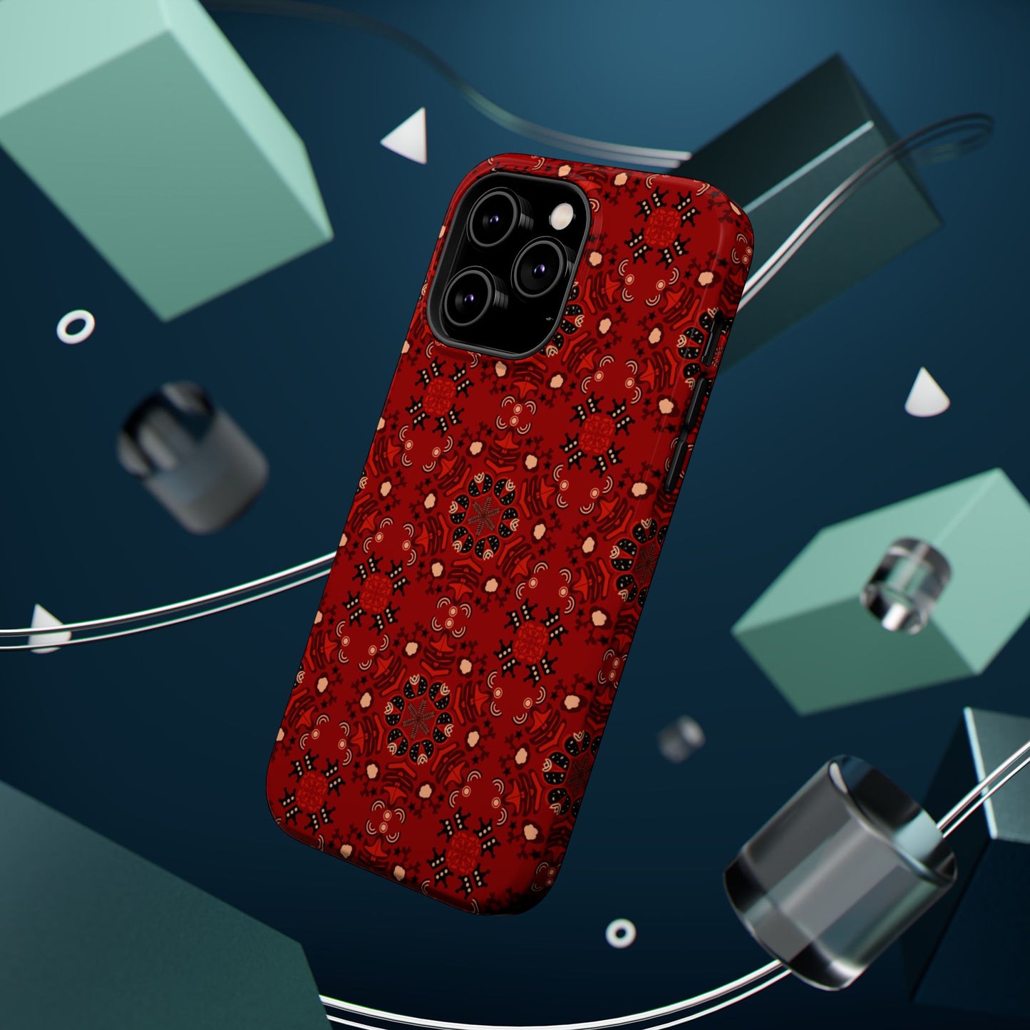Red geometric Design - Iphone Magnetic Tough Case