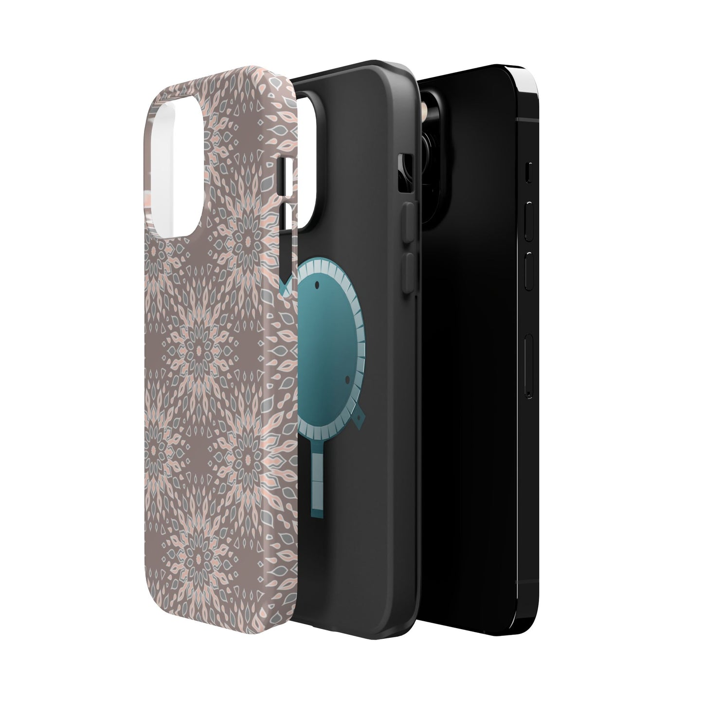 Beige Floral Design - Iphone Magnetic Tough Case