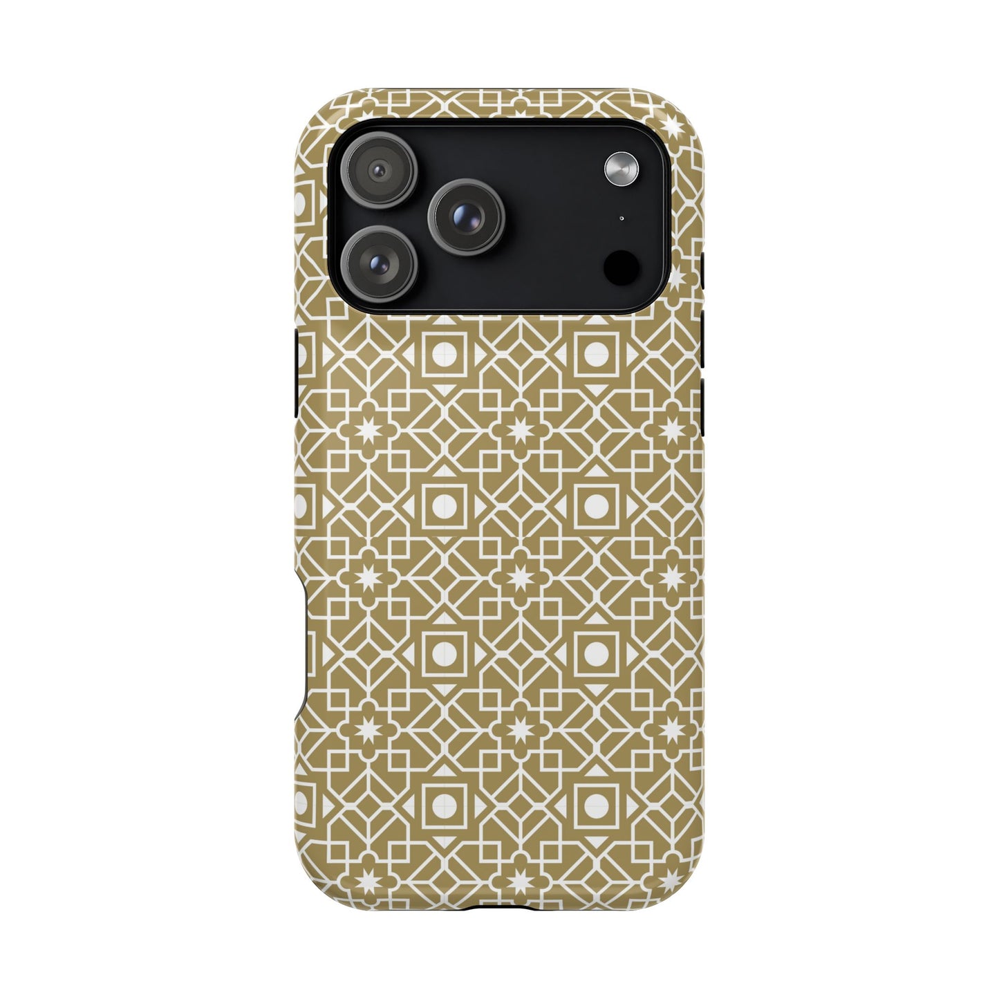 Beige and Gold Geometric Design Iphone Magnetic Tough Case