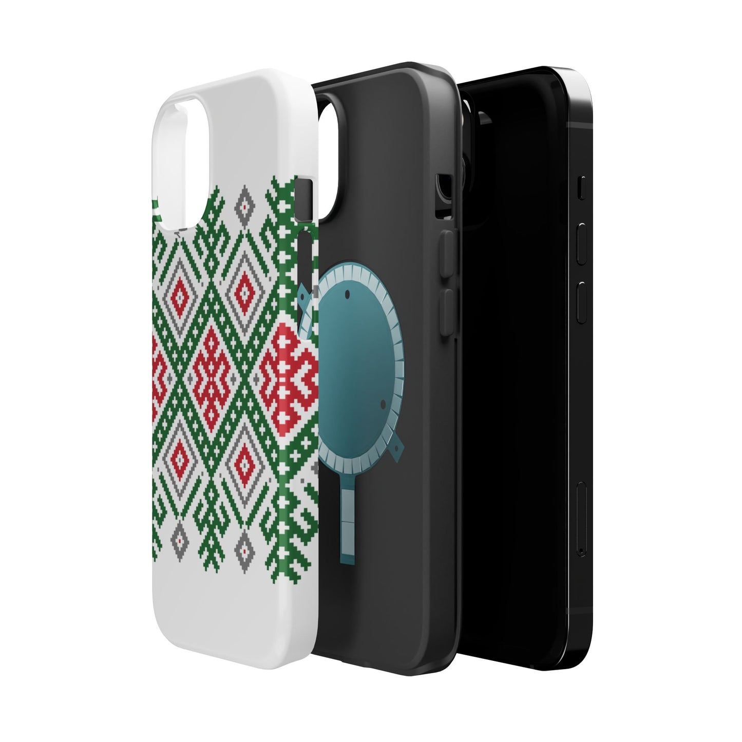 Red white Green and Black Geometric Design Iphone Magnetic Tough Case