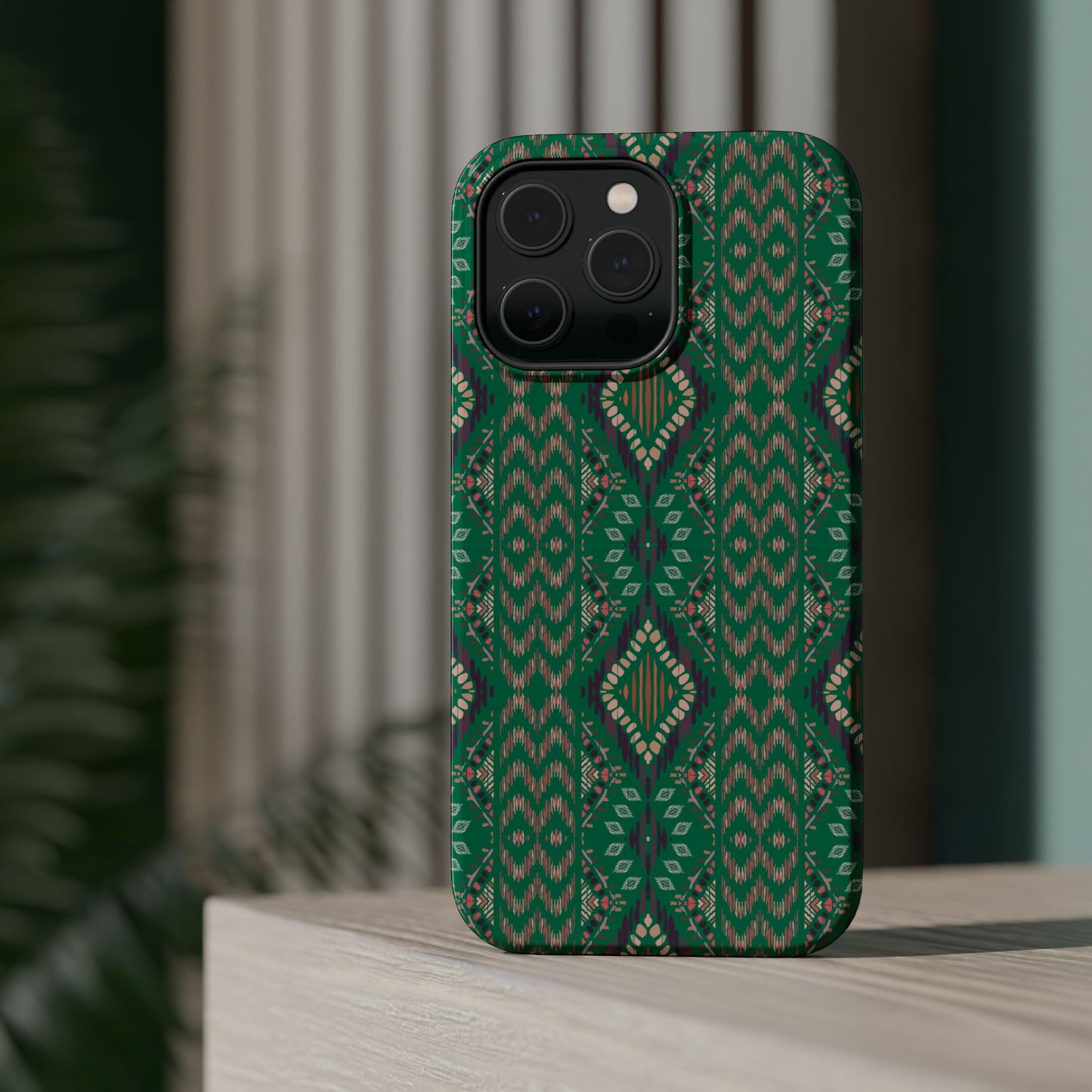 Emerald Green Geometric Design Iphone Magnetic Tough Case