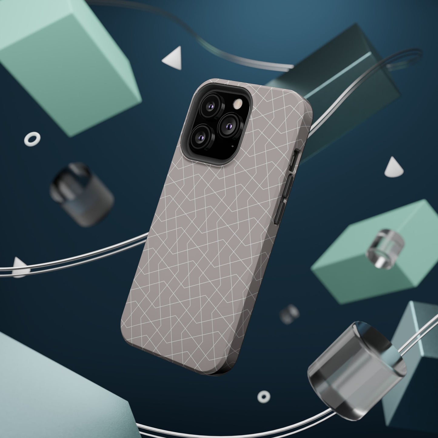 Beige and white geometric Design - Iphone Magnetic Tough Case