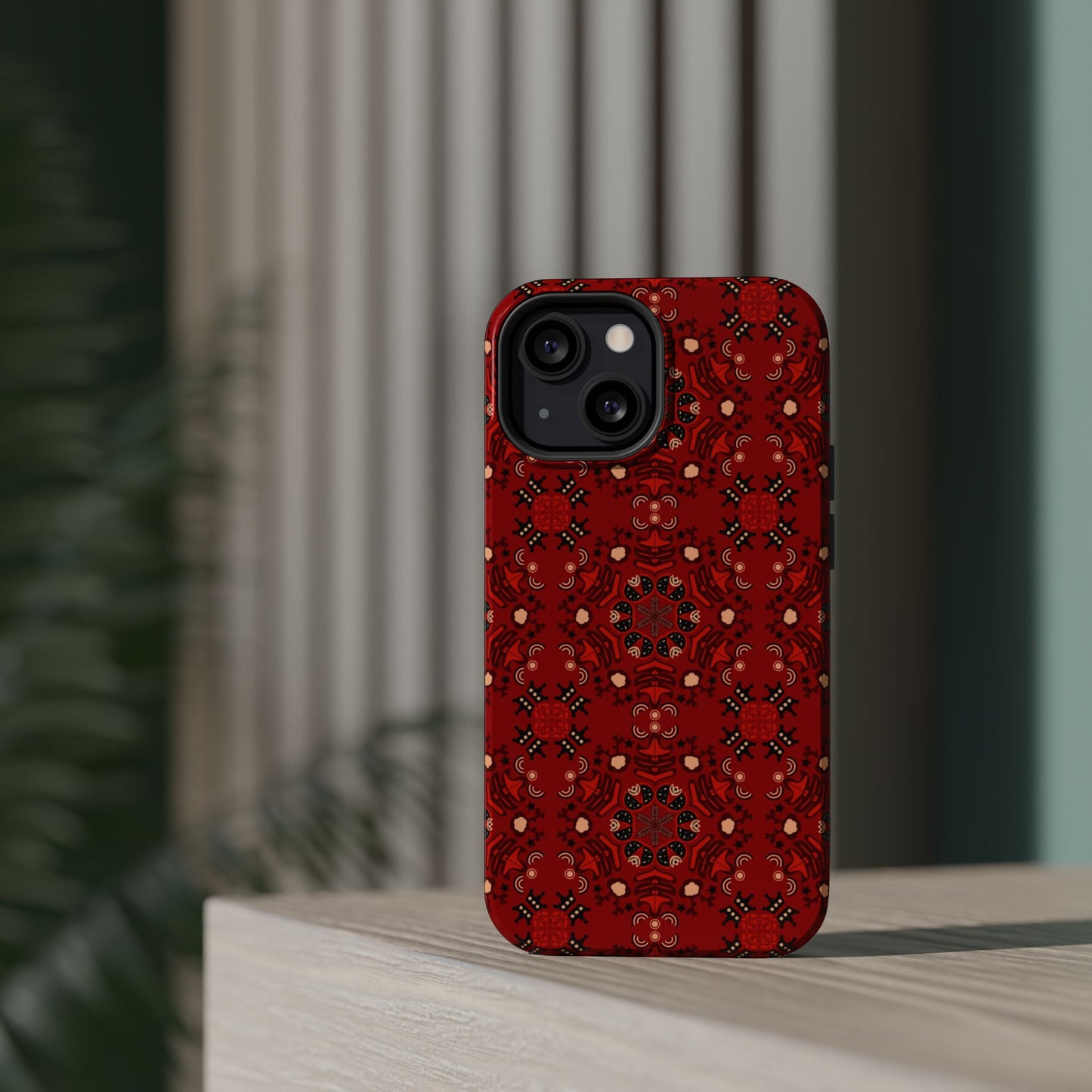 Red geometric Design - Iphone Magnetic Tough Case