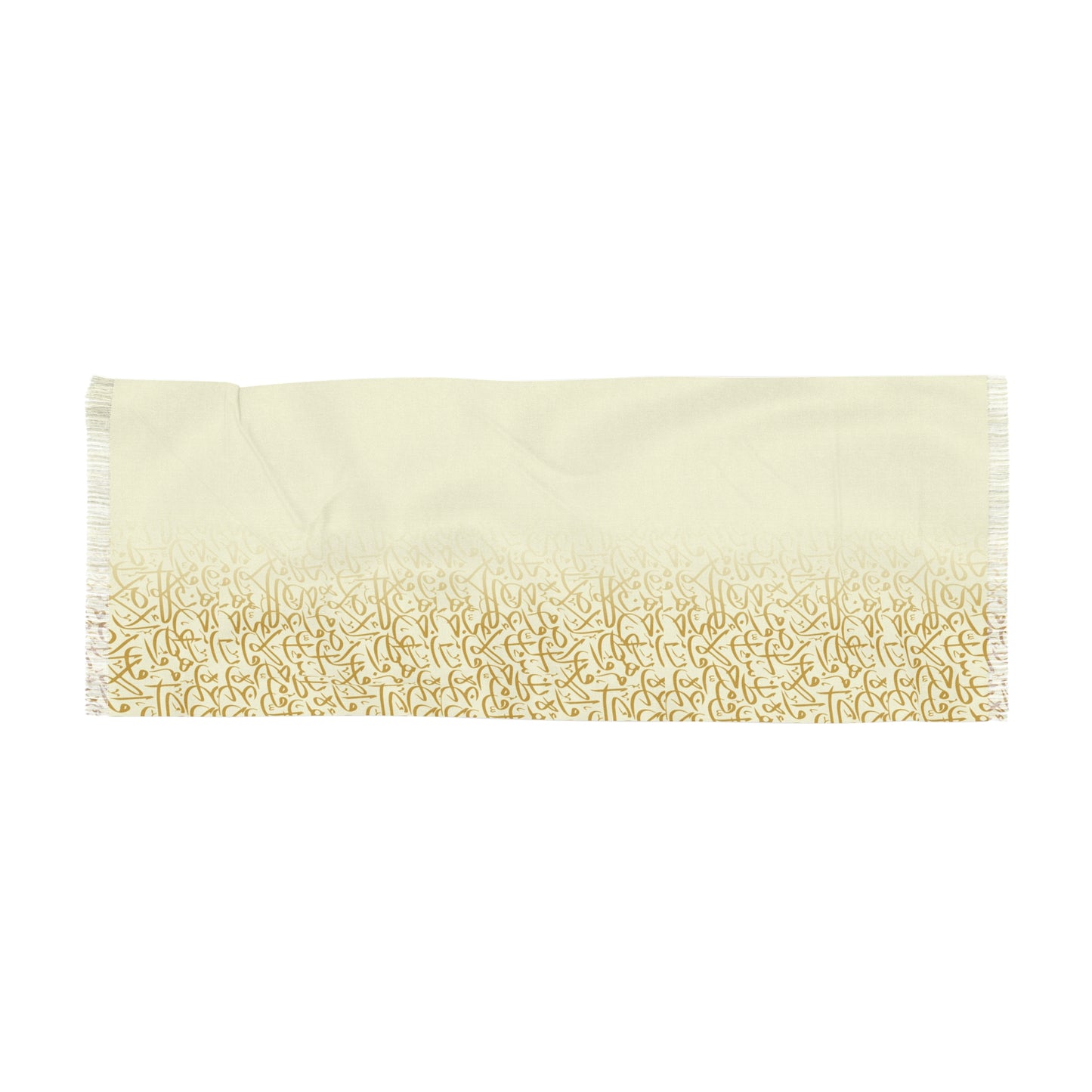 White and Gold Arabic Calligraphy Elegant Light Scarf - Perfect for All Seasons