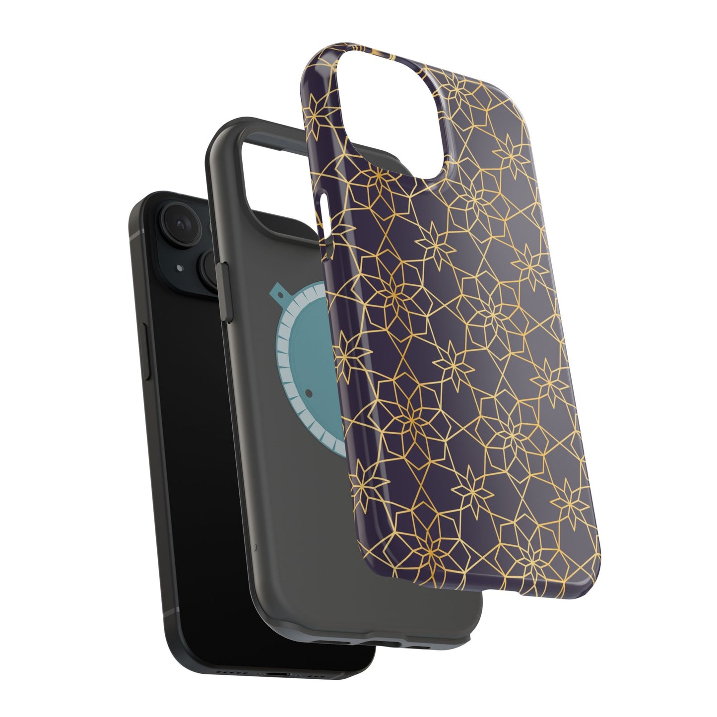 Gold and Purple Geometric Design Iphone Magnetic Tough Case