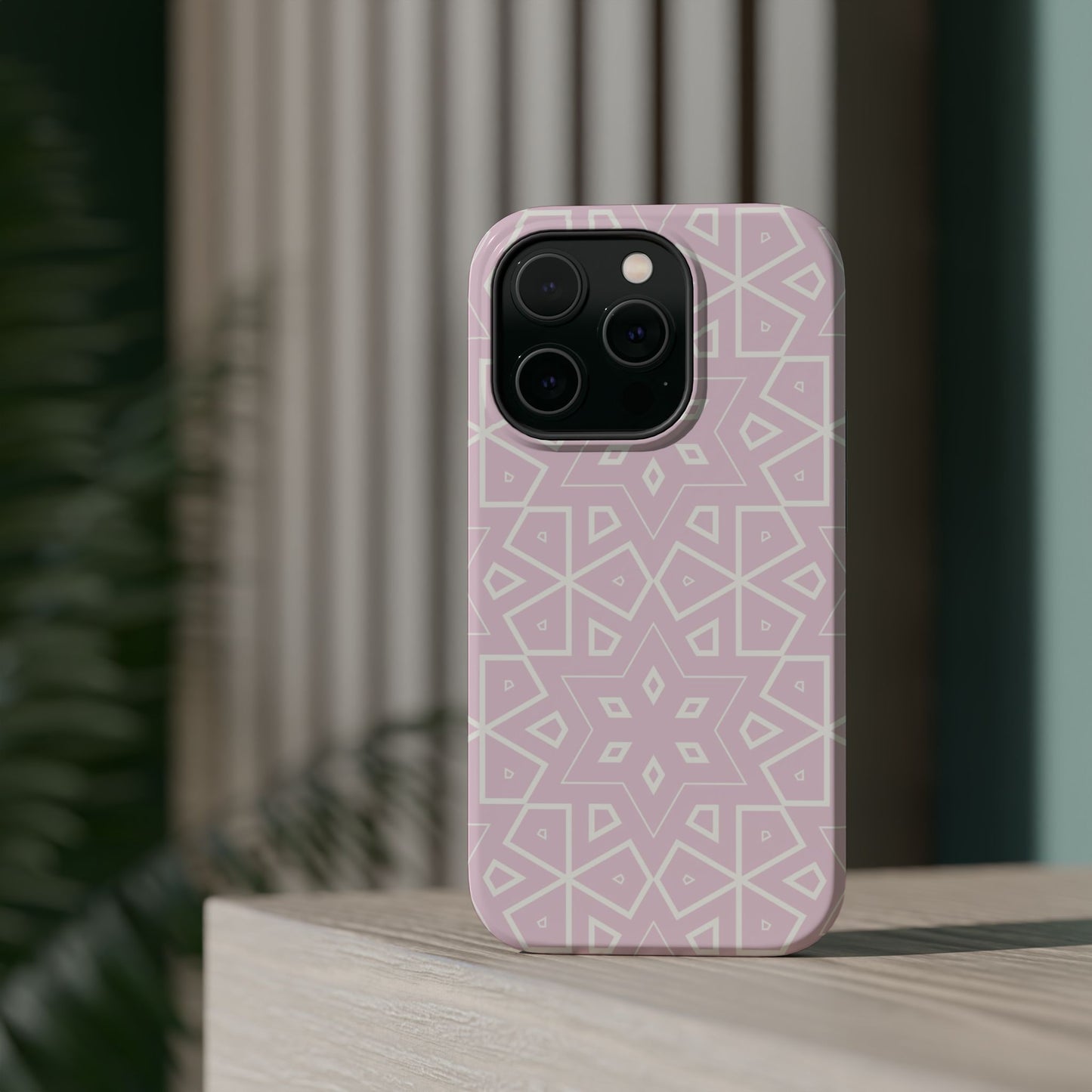 Pink and White Geometric Design Iphone Magnetic Tough Case