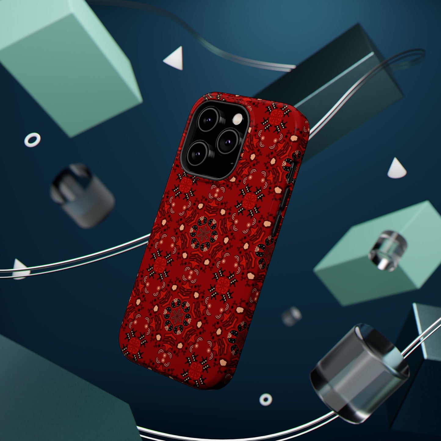 Red geometric Design - Iphone Magnetic Tough Case