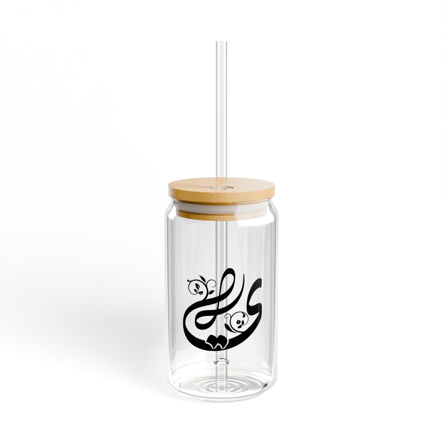 Arabic Letter “Ya” "ي" Monogram Sipper Glass, 16oz | Eco-Friendly Beverage Container | Perfect for Home, picnics, Gifts, and Parties