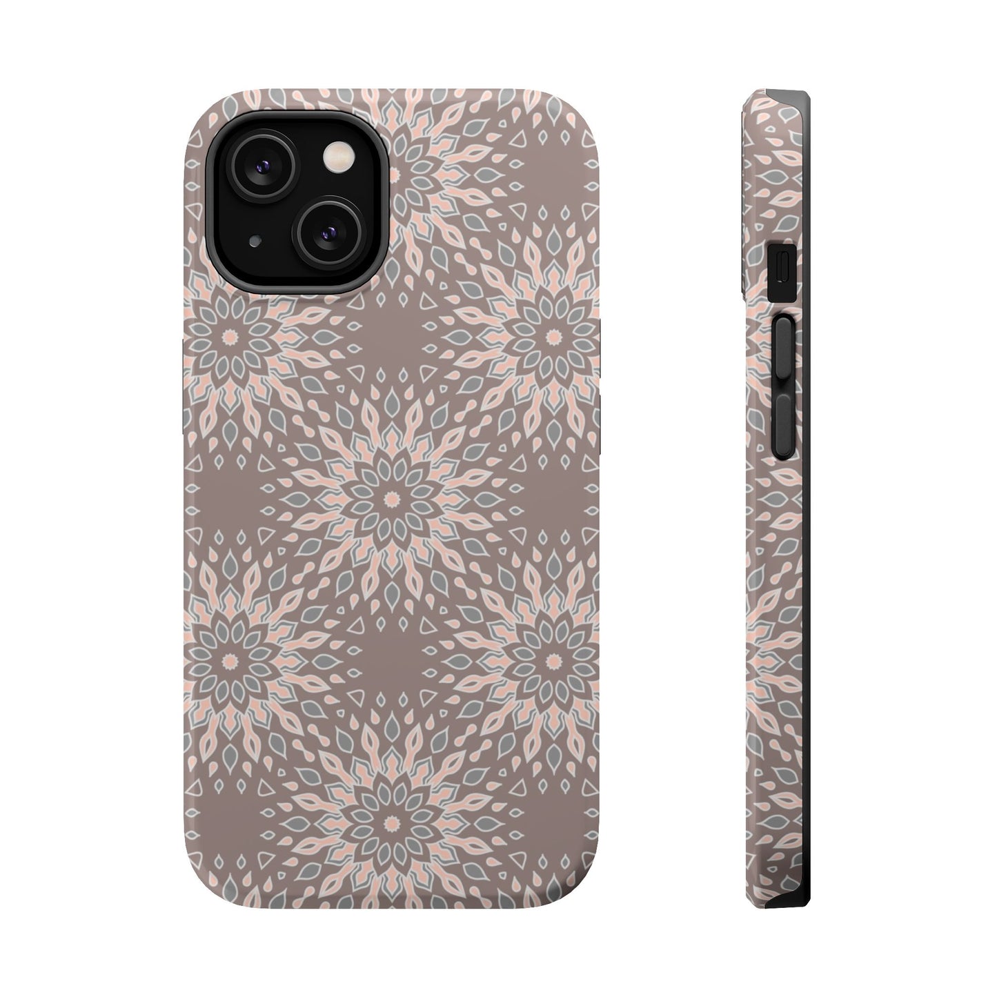 Beige Floral Design - Iphone Magnetic Tough Case