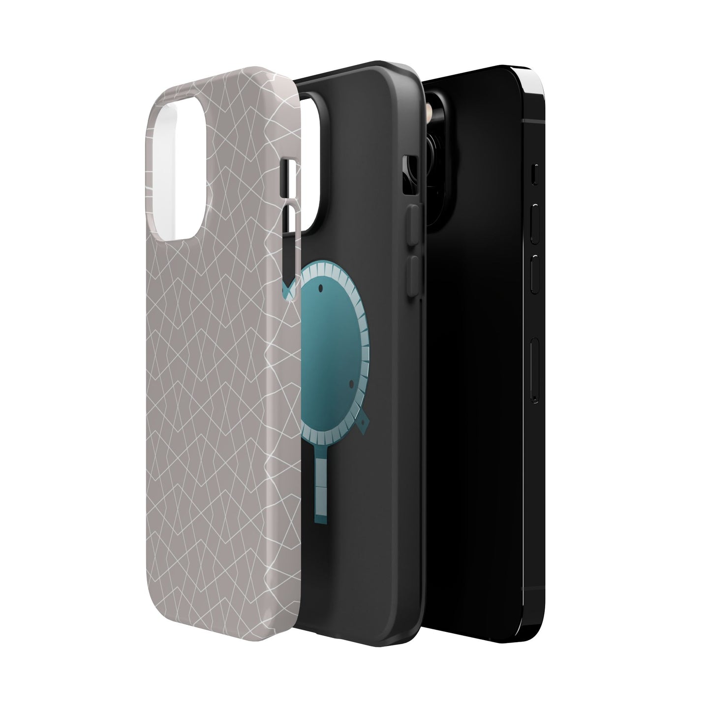 Beige and white geometric Design - Iphone Magnetic Tough Case