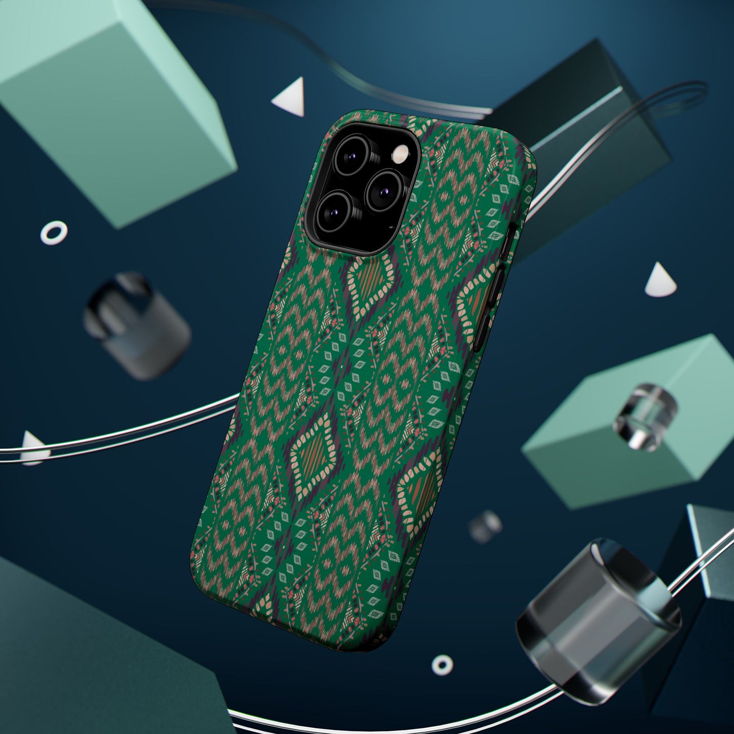 Emerald Green Geometric Design Iphone Magnetic Tough Case