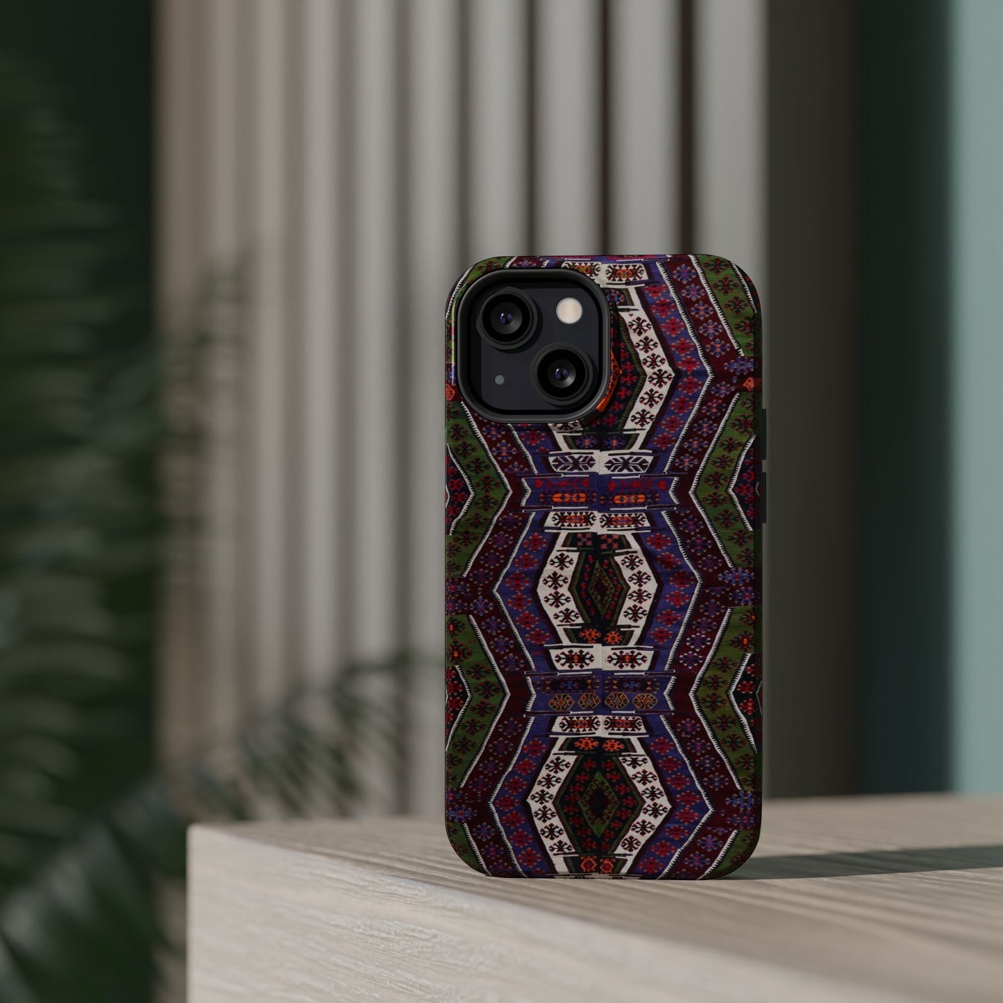 Purple and Green Geometric Design - Iphone Magnetic Tough Case