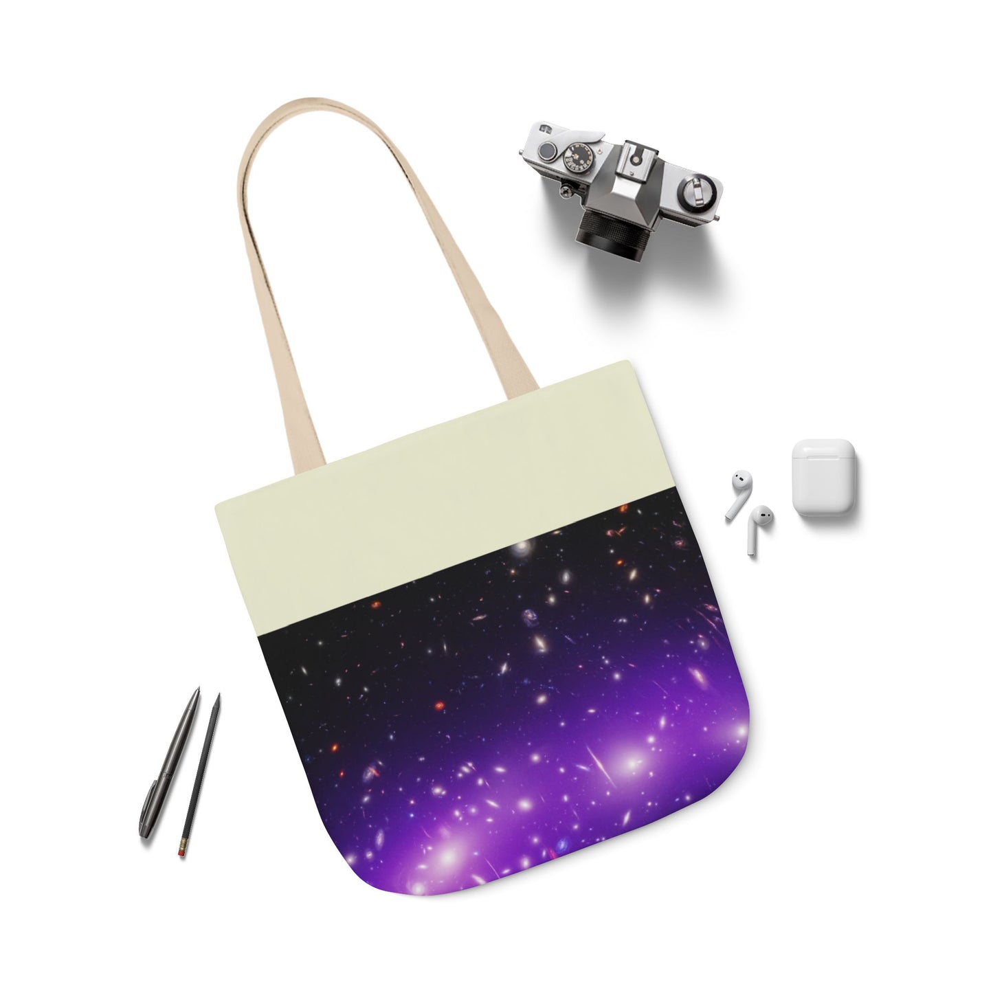 Galaxy Cluster Canvas Tote Bag, 2-Color Straps