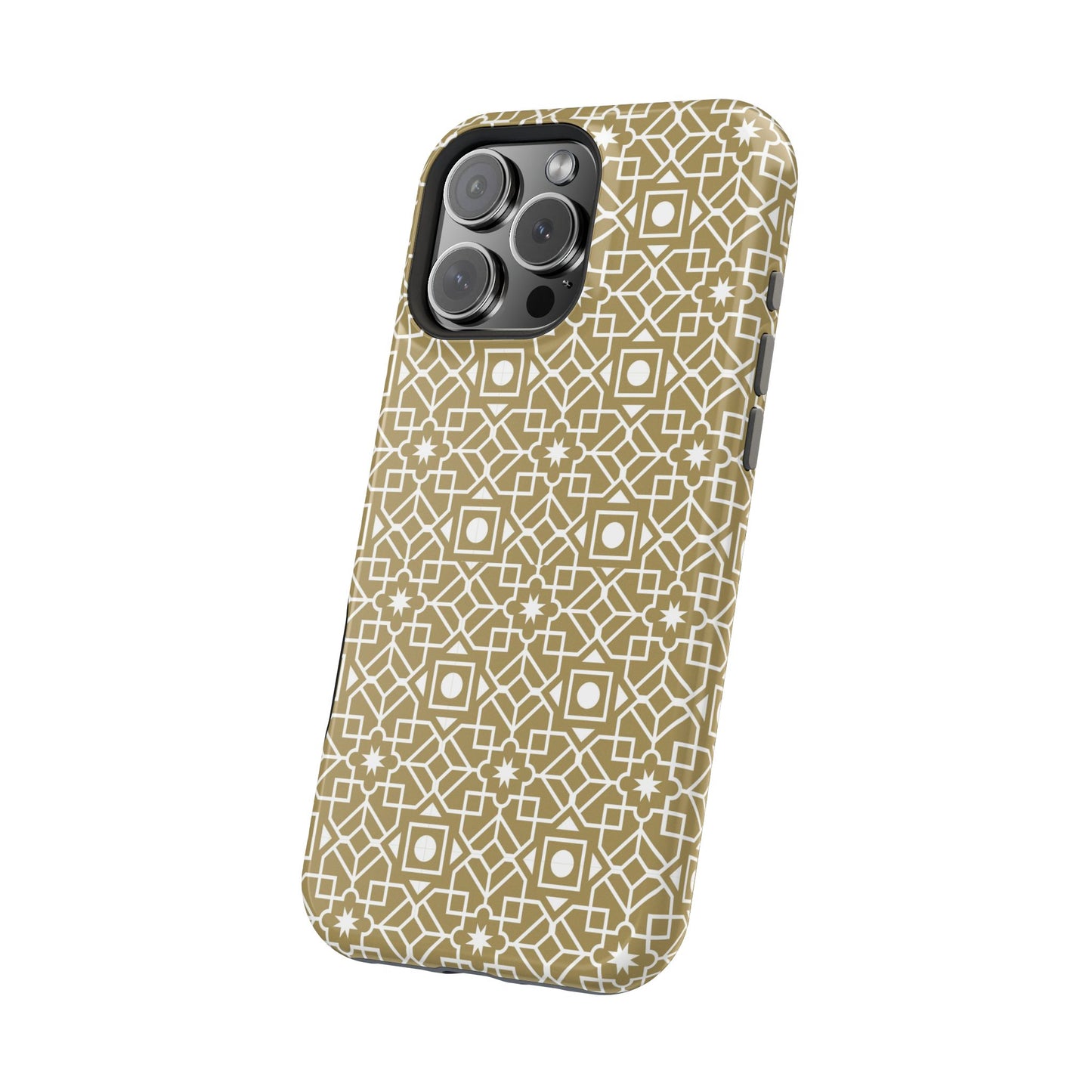 Beige and Gold Geometric Design Iphone Magnetic Tough Case