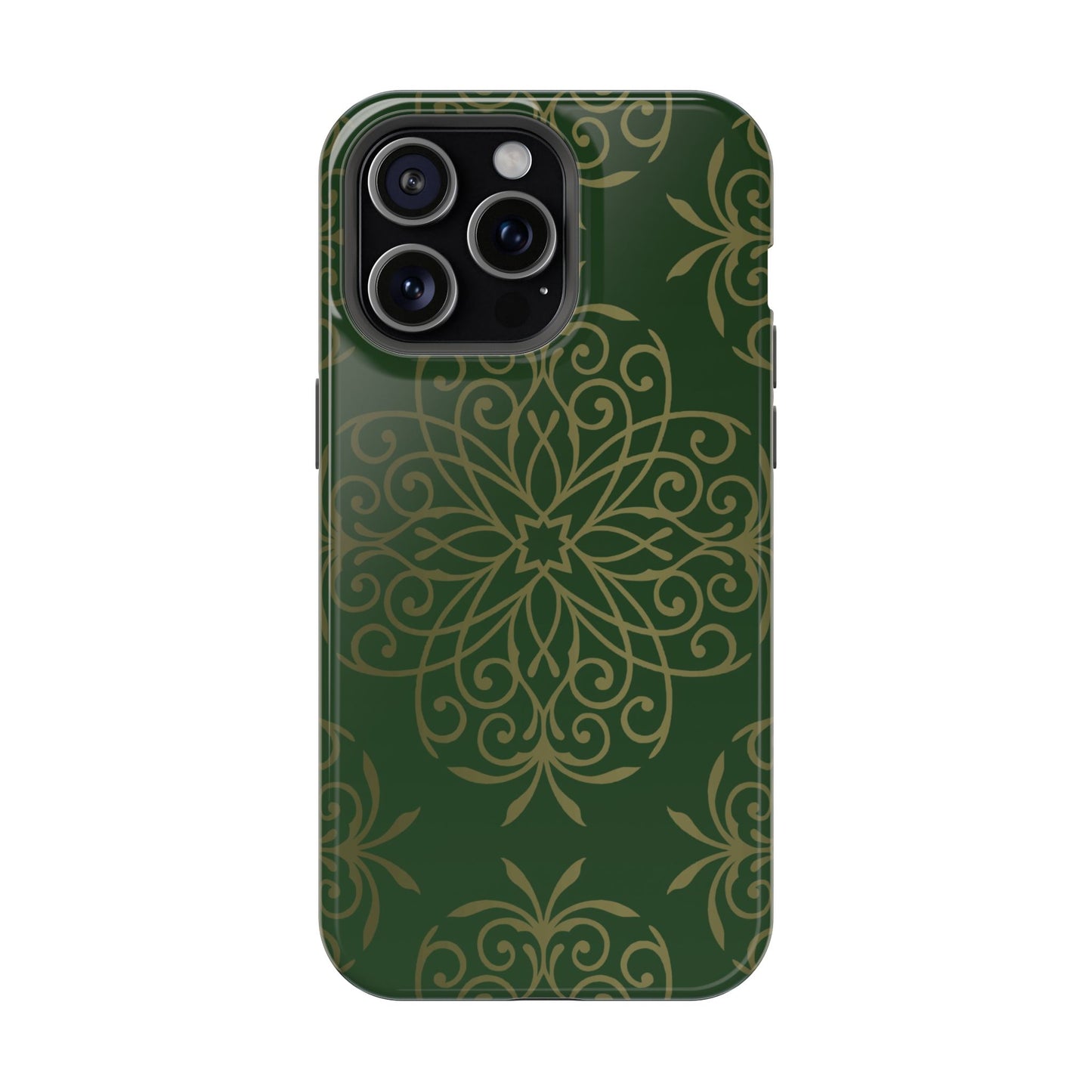 Gold and Green Flowery Design - Iphone Magnetic Tough Case