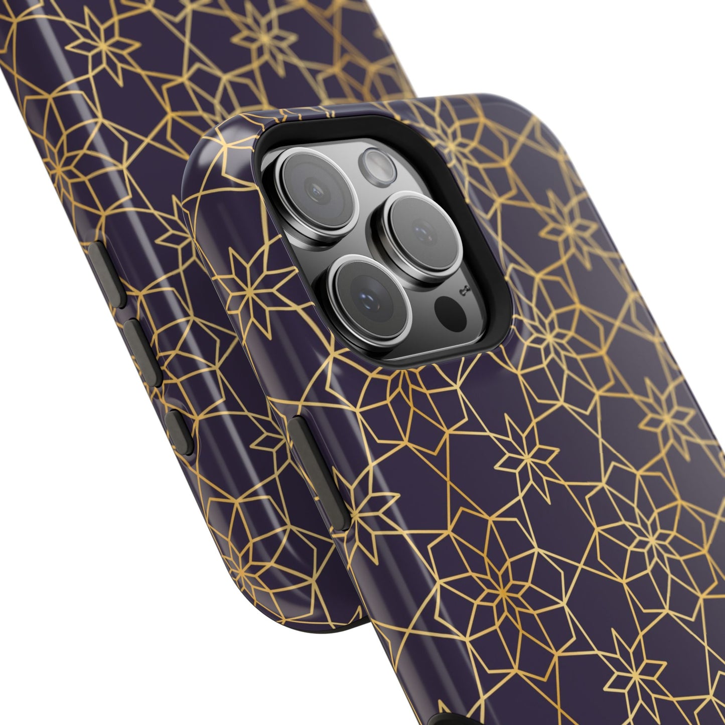 Gold and Purple Geometric Design Iphone Magnetic Tough Case