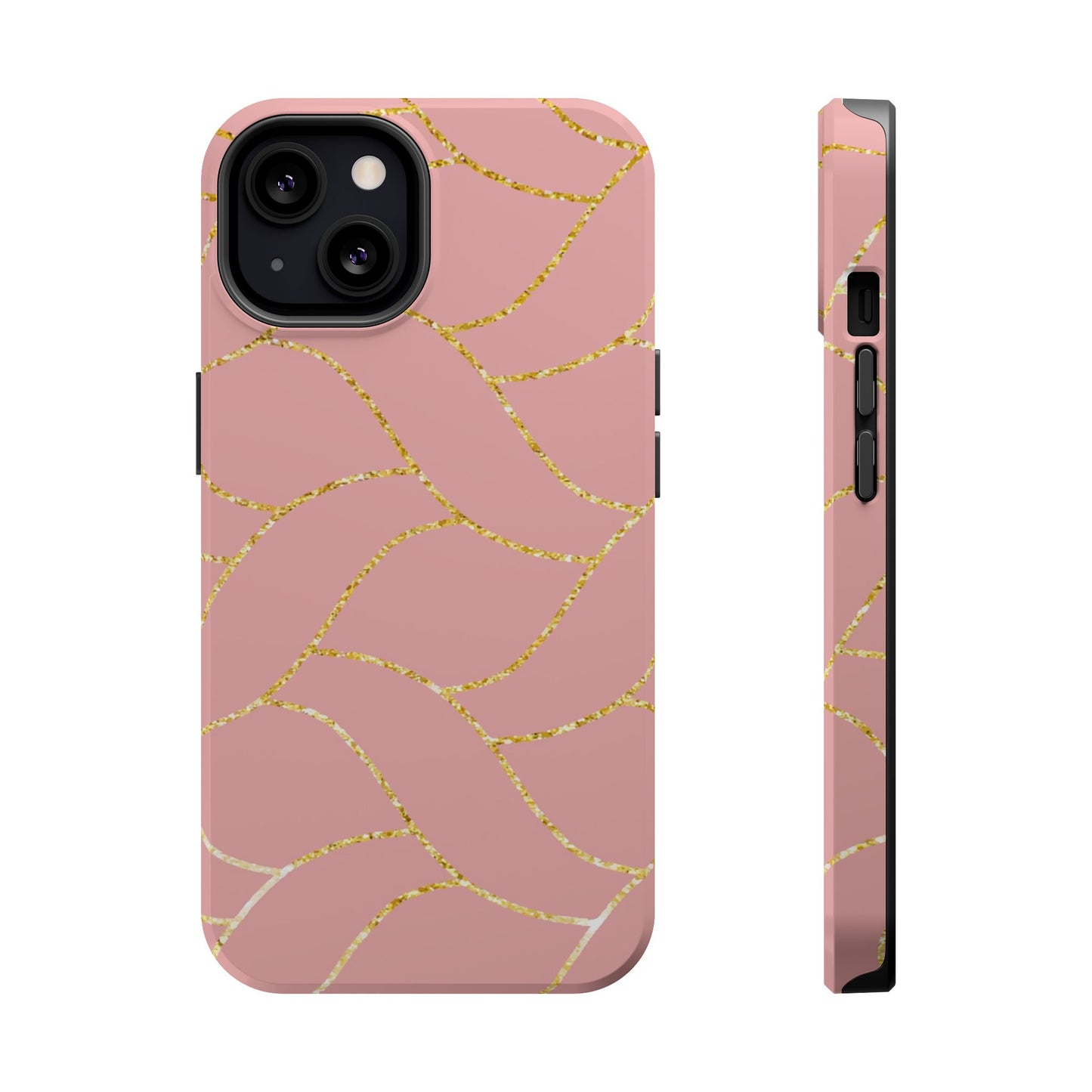 Pink and Gold Geometric Design - Iphone Magnetic Tough Case
