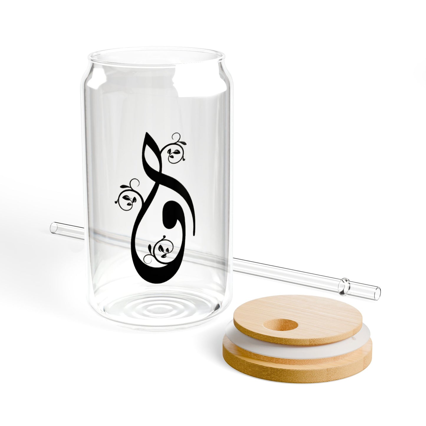 Arabic Letter “Waw” "و" Monogram Sipper Glass, 16oz | Eco-Friendly Beverage Container | Perfect for Home, picnics, Gifts, and Parties