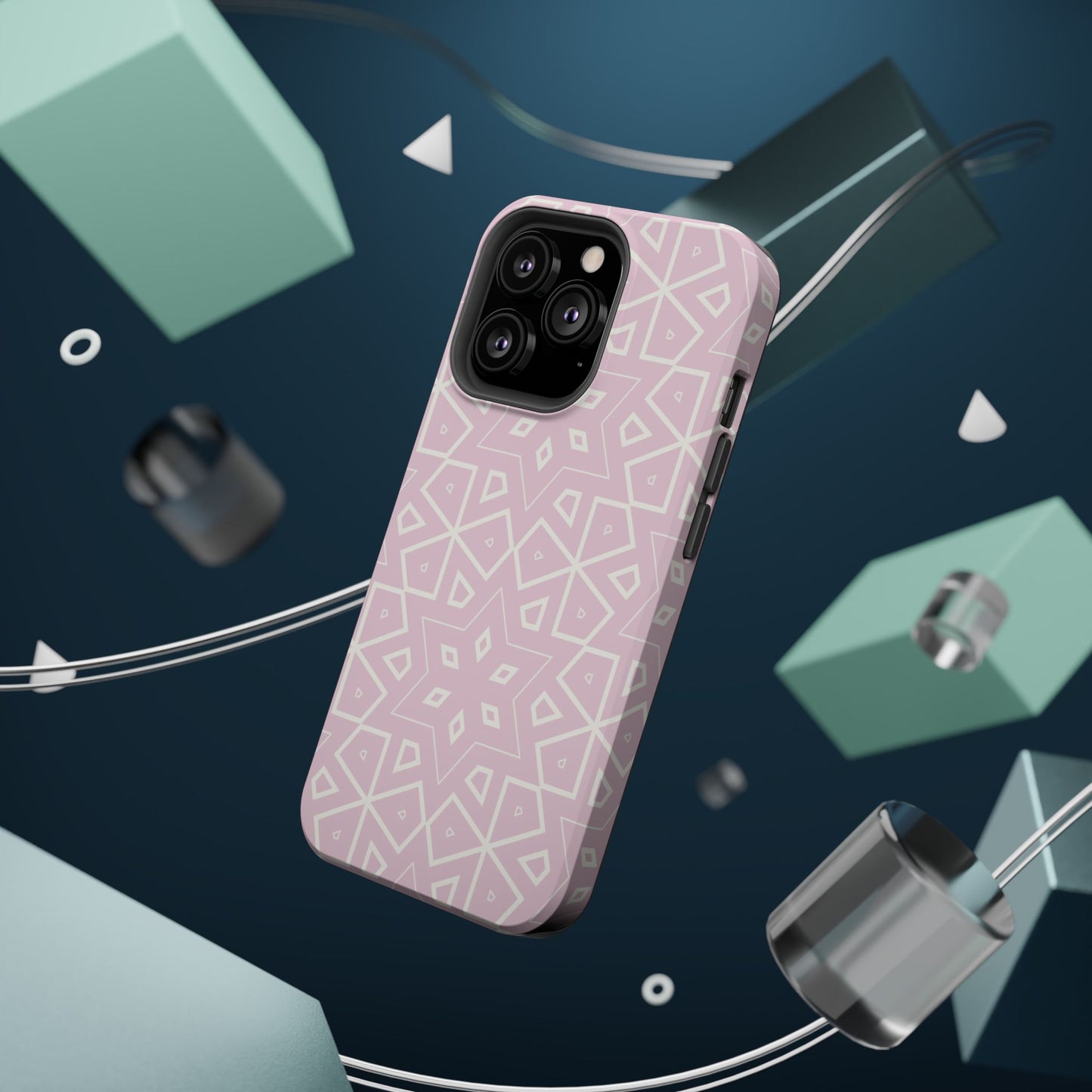 Pink and White Geometric Design Iphone Magnetic Tough Case