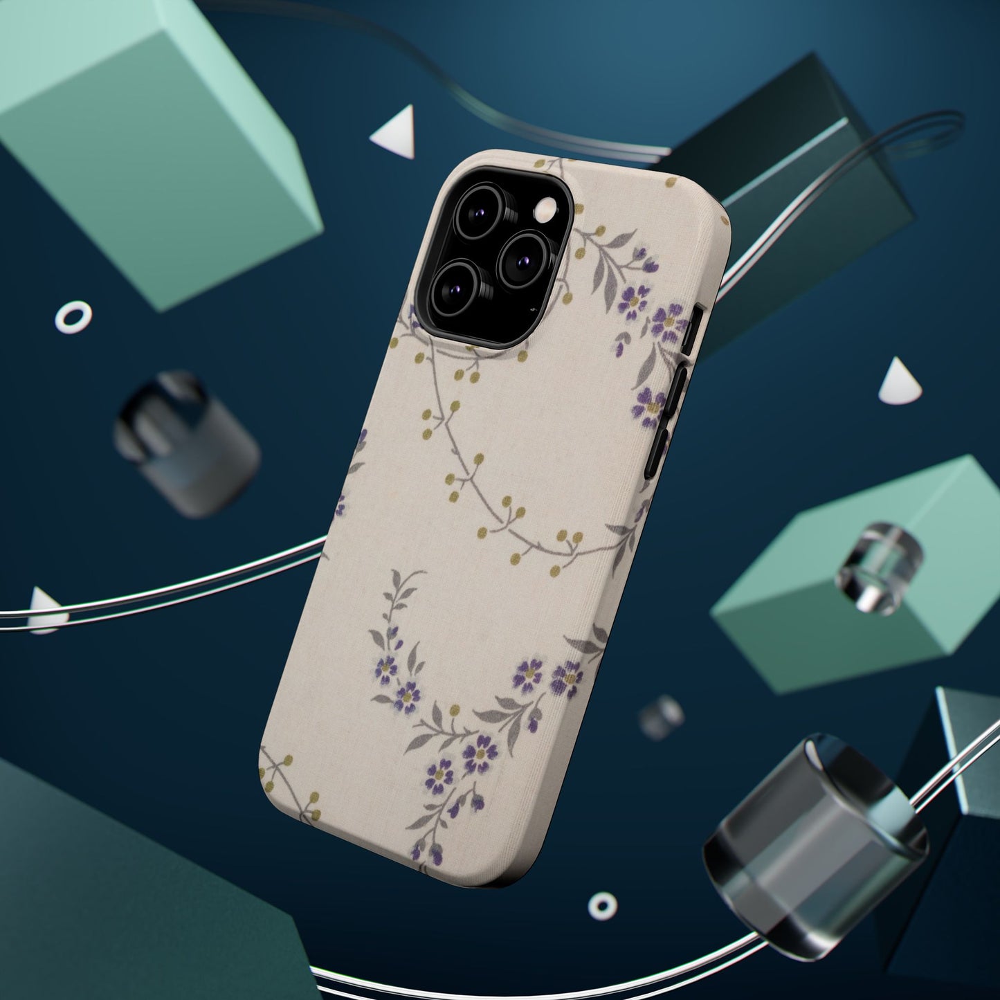 Purple Floral Design - Iphone Magnetic Tough Case