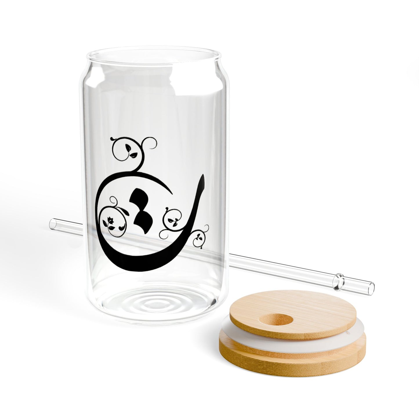 Arabic Letter “Ta” "ت" Monogram Sipper Glass, 16oz | Eco-Friendly Beverage Container | Perfect for Home, picnics, Gifts, and Parties
