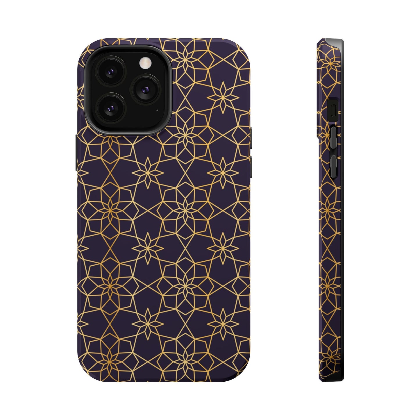 Gold and Purple Geometric Design Iphone Magnetic Tough Case