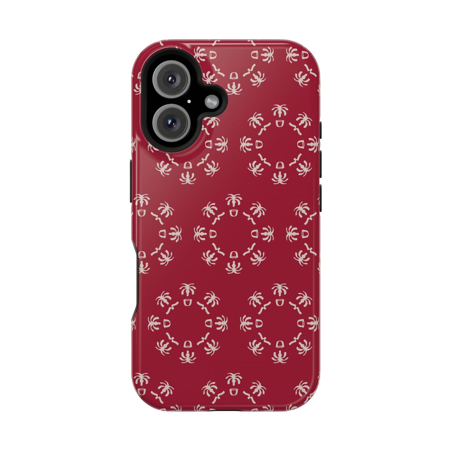 Palm Trees and coffee cups Geometric circle Design - Iphone Magnetic Tough Case