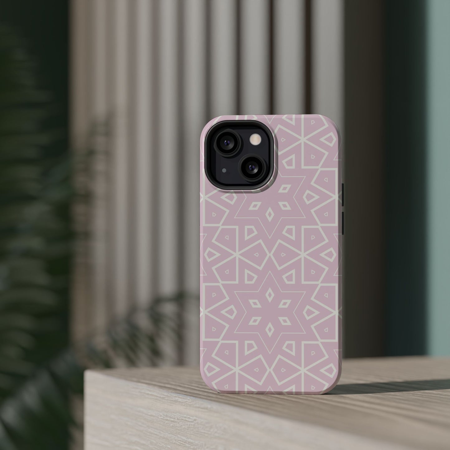 Pink and White Geometric Design Iphone Magnetic Tough Case