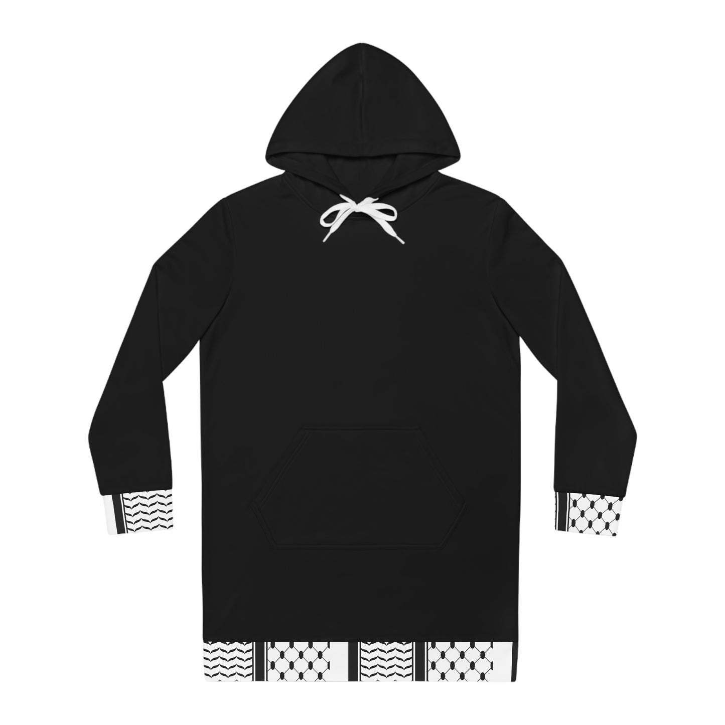 Black and White Hattah Design - Stylish Women's Hoodie Dress