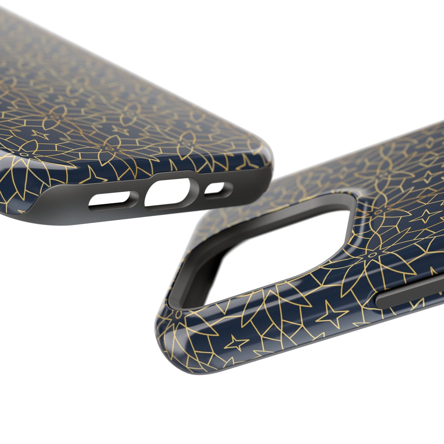 Navy and Gold Geometric Design Iphone Magnetic Tough Case