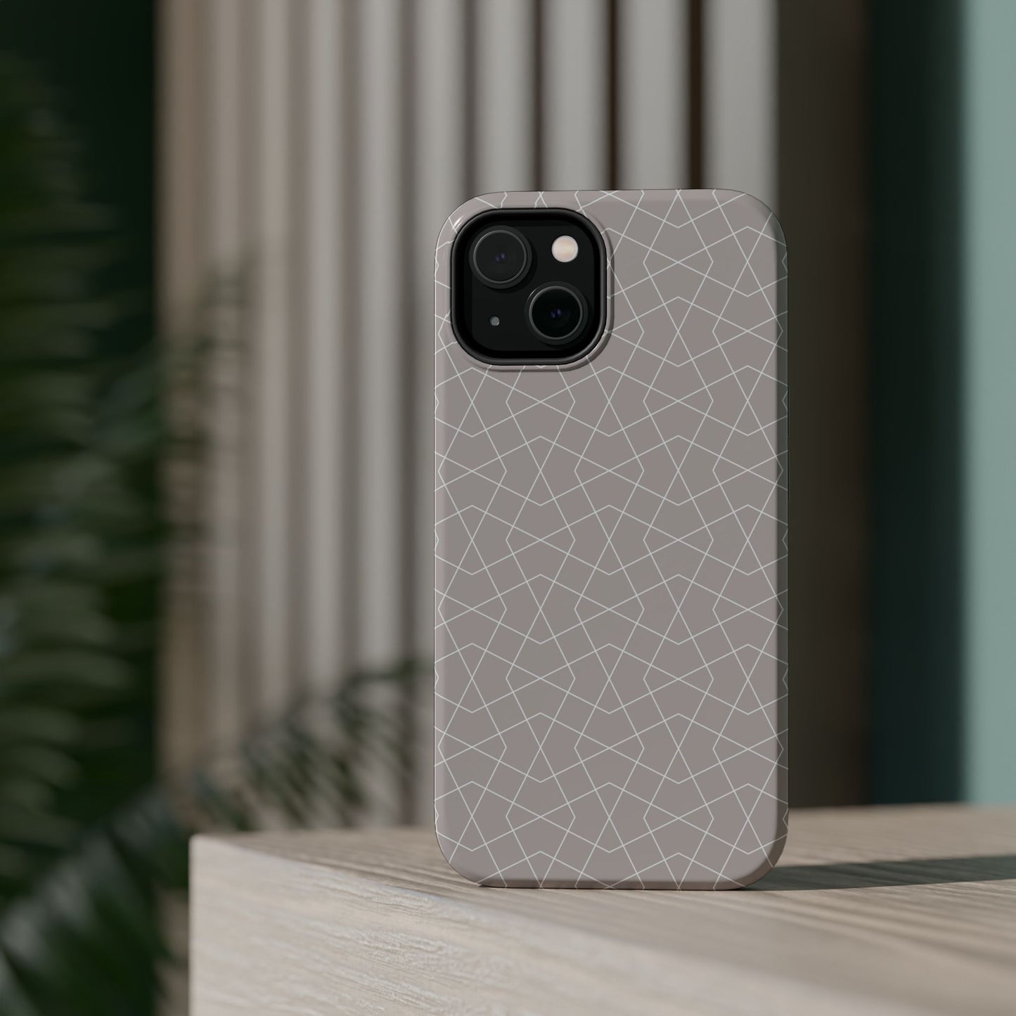 Beige and white geometric Design - Iphone Magnetic Tough Case
