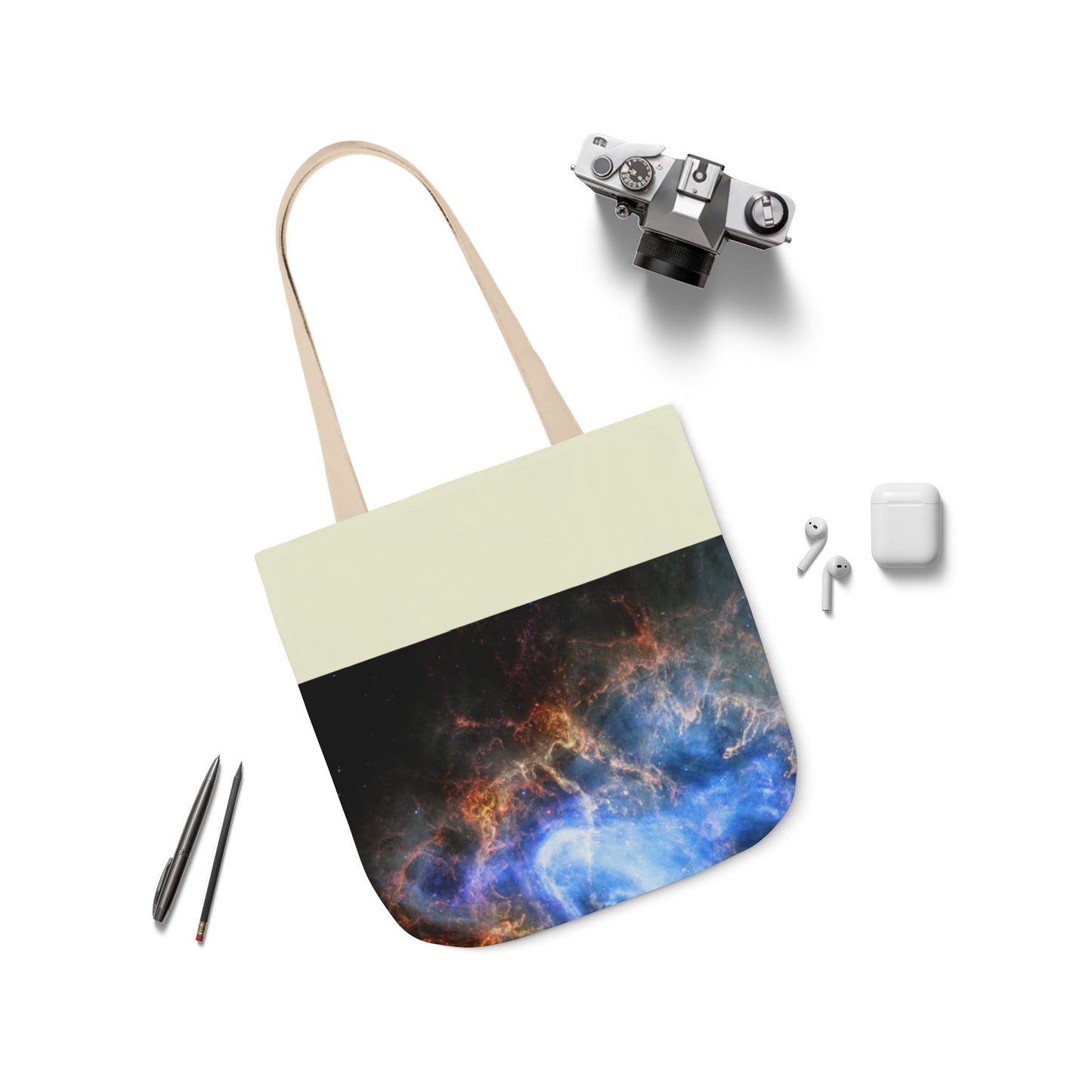 Crab Nebula Canvas Tote Bag, 3-Color Straps