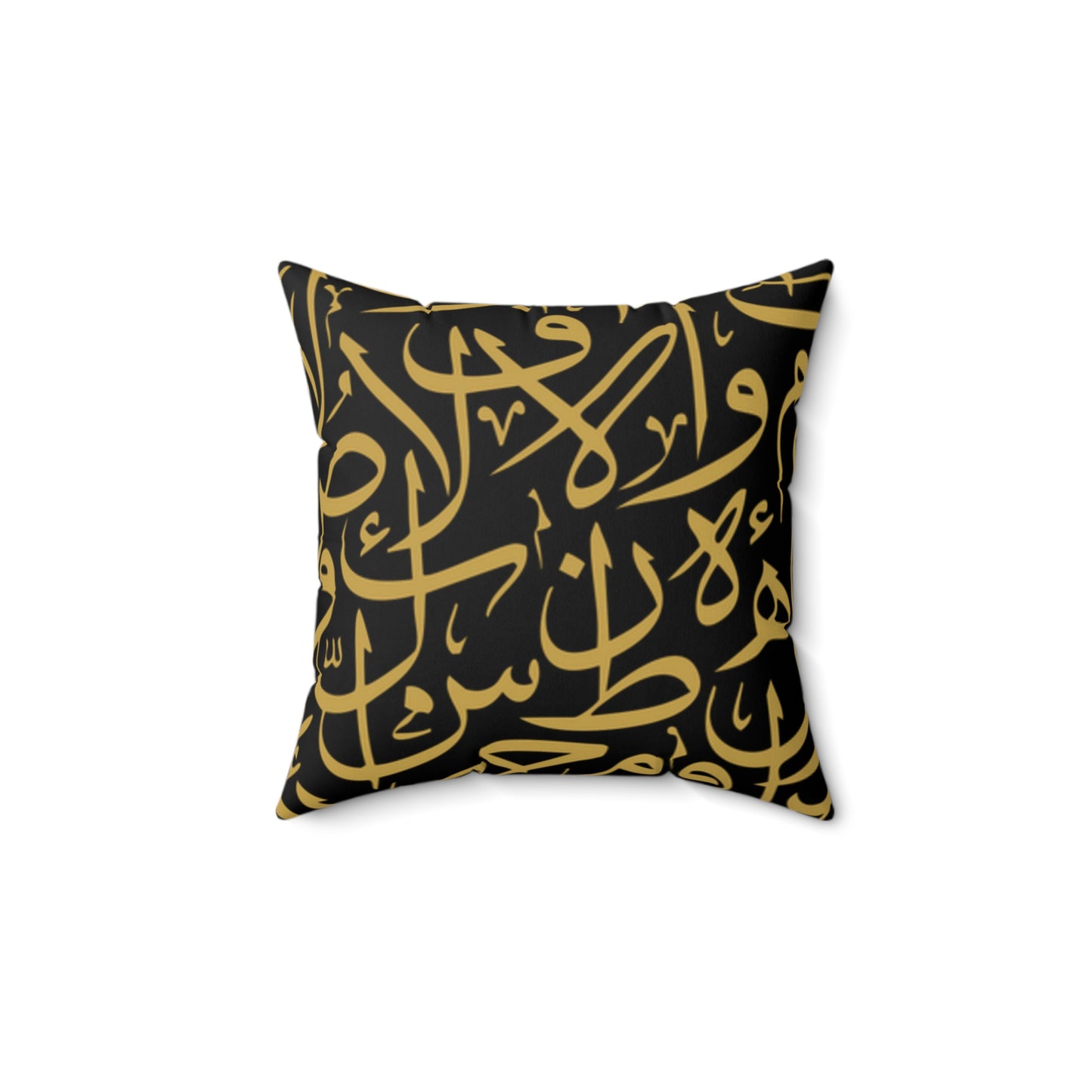 Black and Gold Arabic Calligraphy Suede Square Pillow