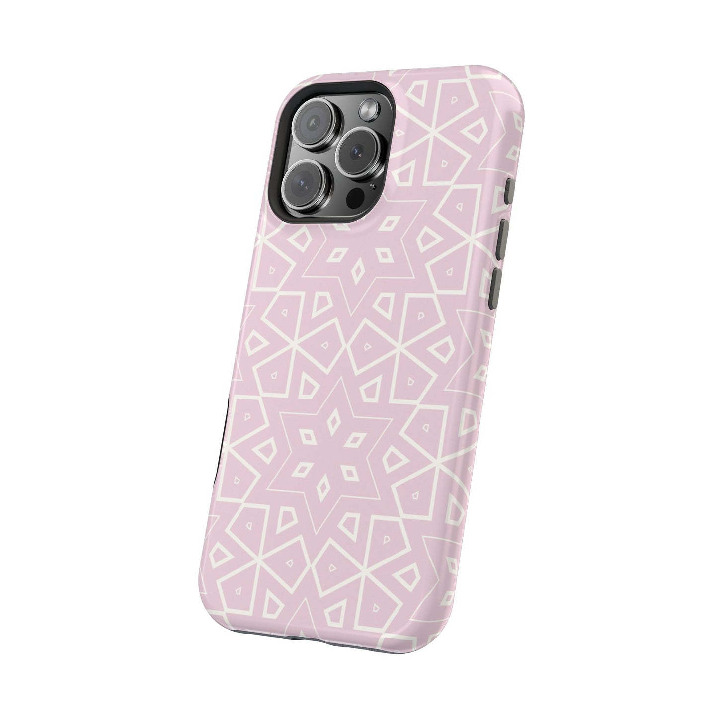 Pink and White Geometric Design Iphone Magnetic Tough Case