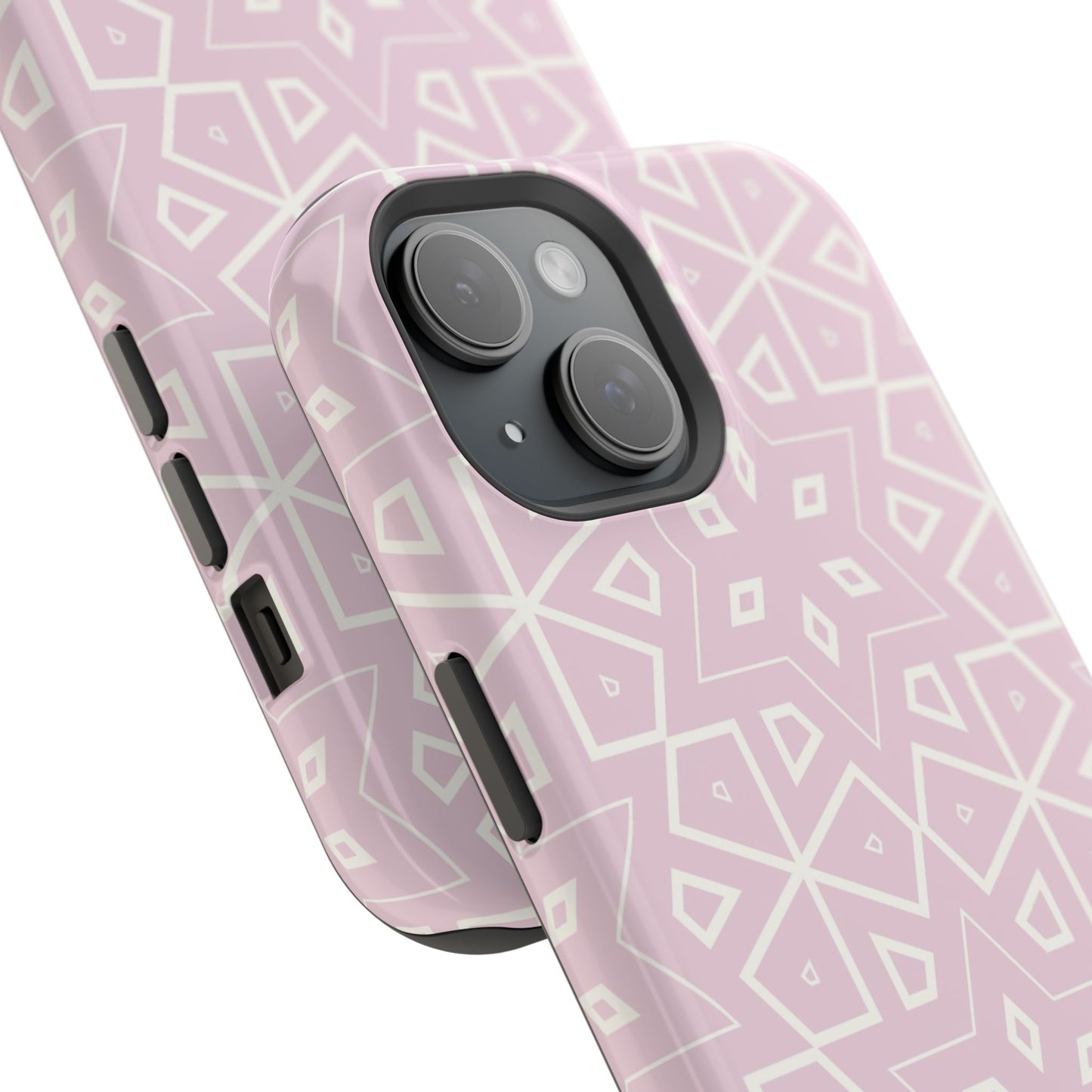 Pink and White Geometric Design Iphone Magnetic Tough Case