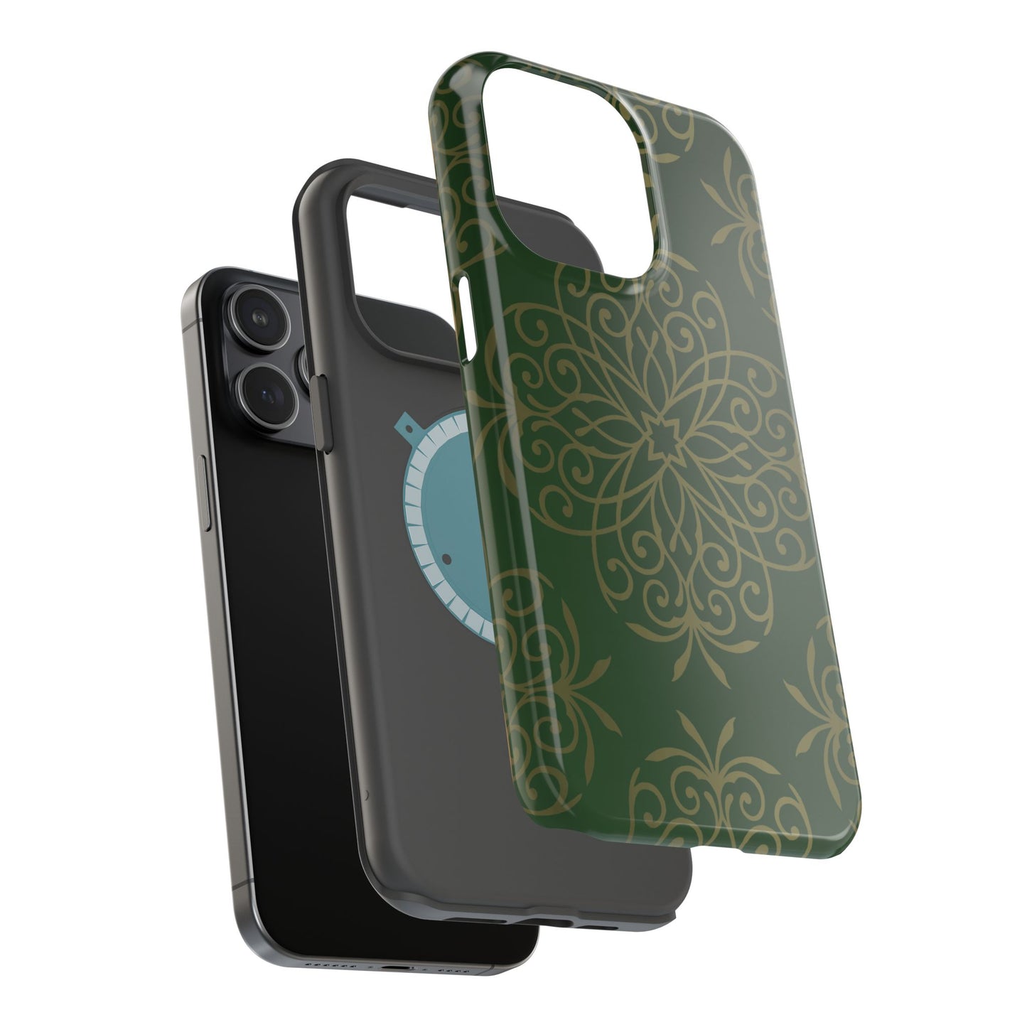 Gold and Green Flowery Design - Iphone Magnetic Tough Case
