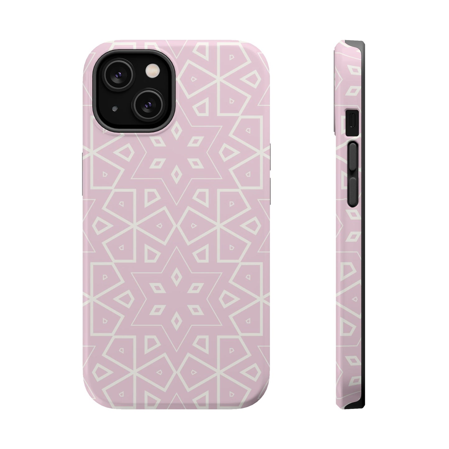 Pink and White Geometric Design Iphone Magnetic Tough Case