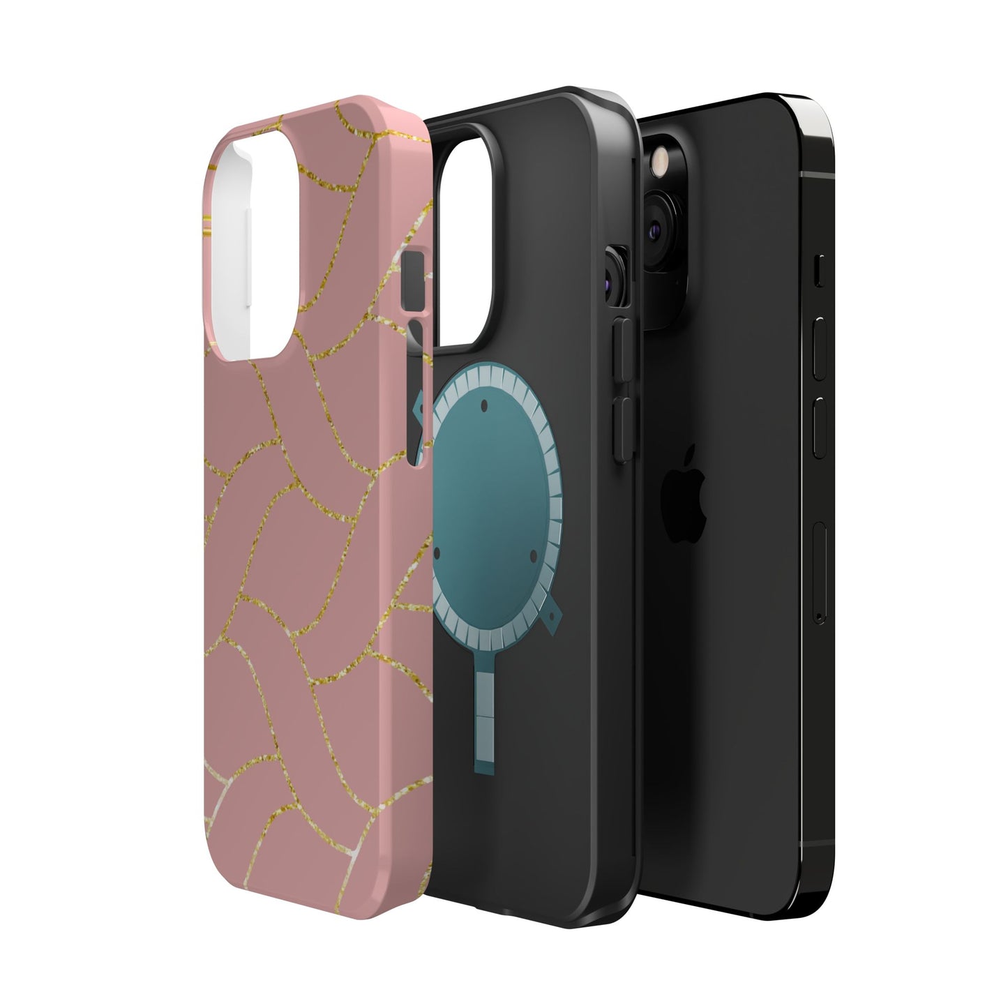 Pink and Gold Geometric Design - Iphone Magnetic Tough Case