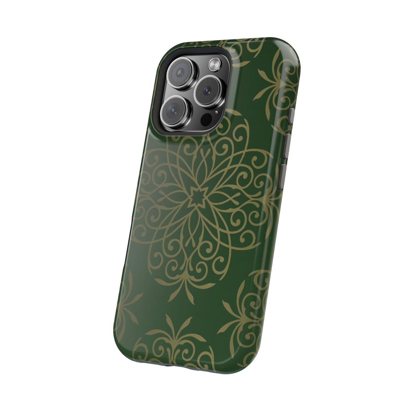 Gold and Green Flowery Design - Iphone Magnetic Tough Case