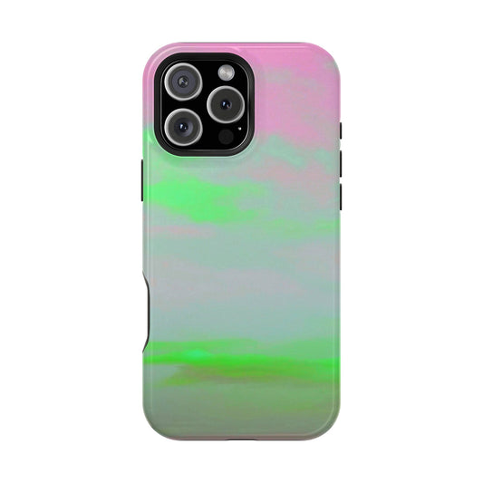 Green and pink sky Design - Iphone Magnetic Tough Case